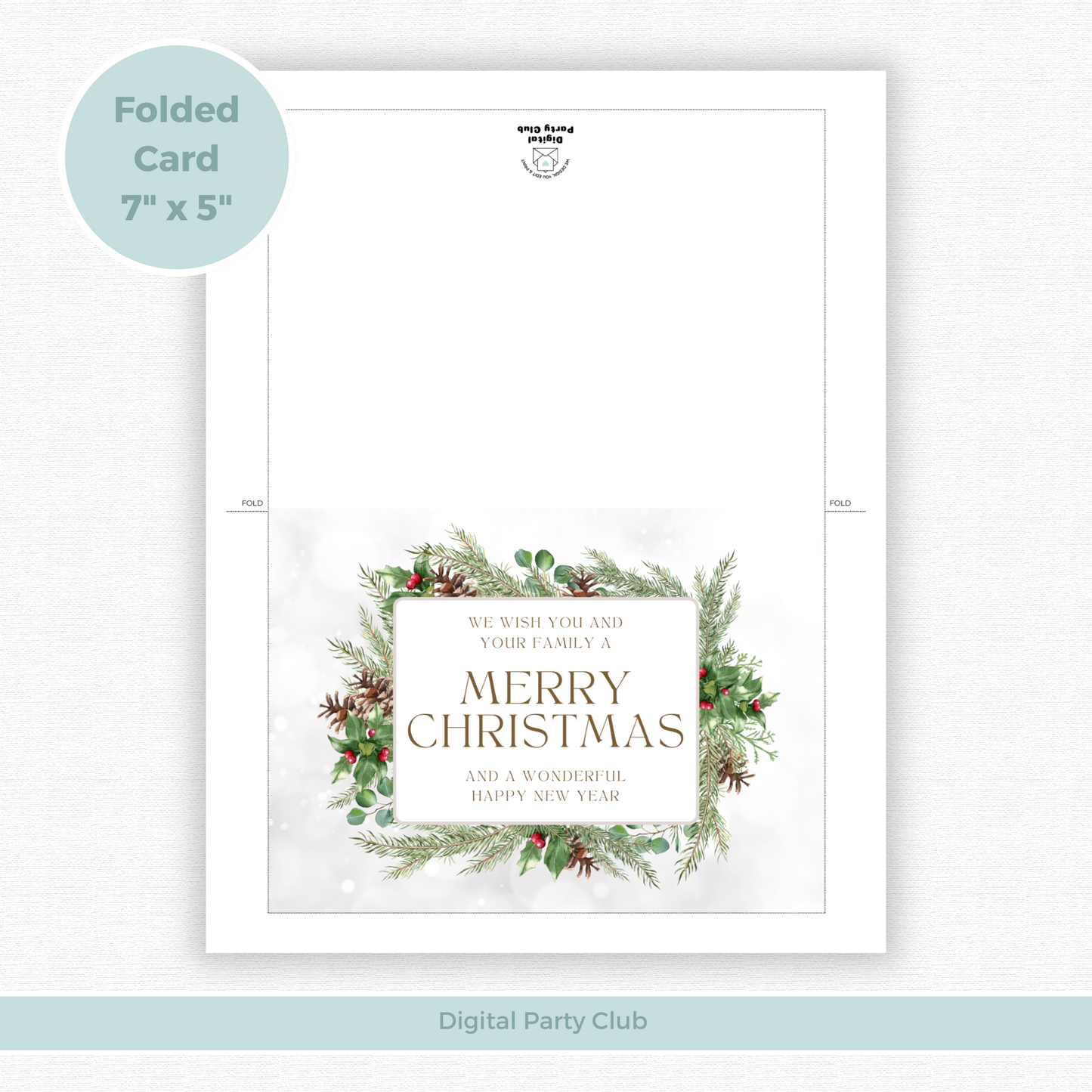 Printable Christmas Card - Festive Flowers