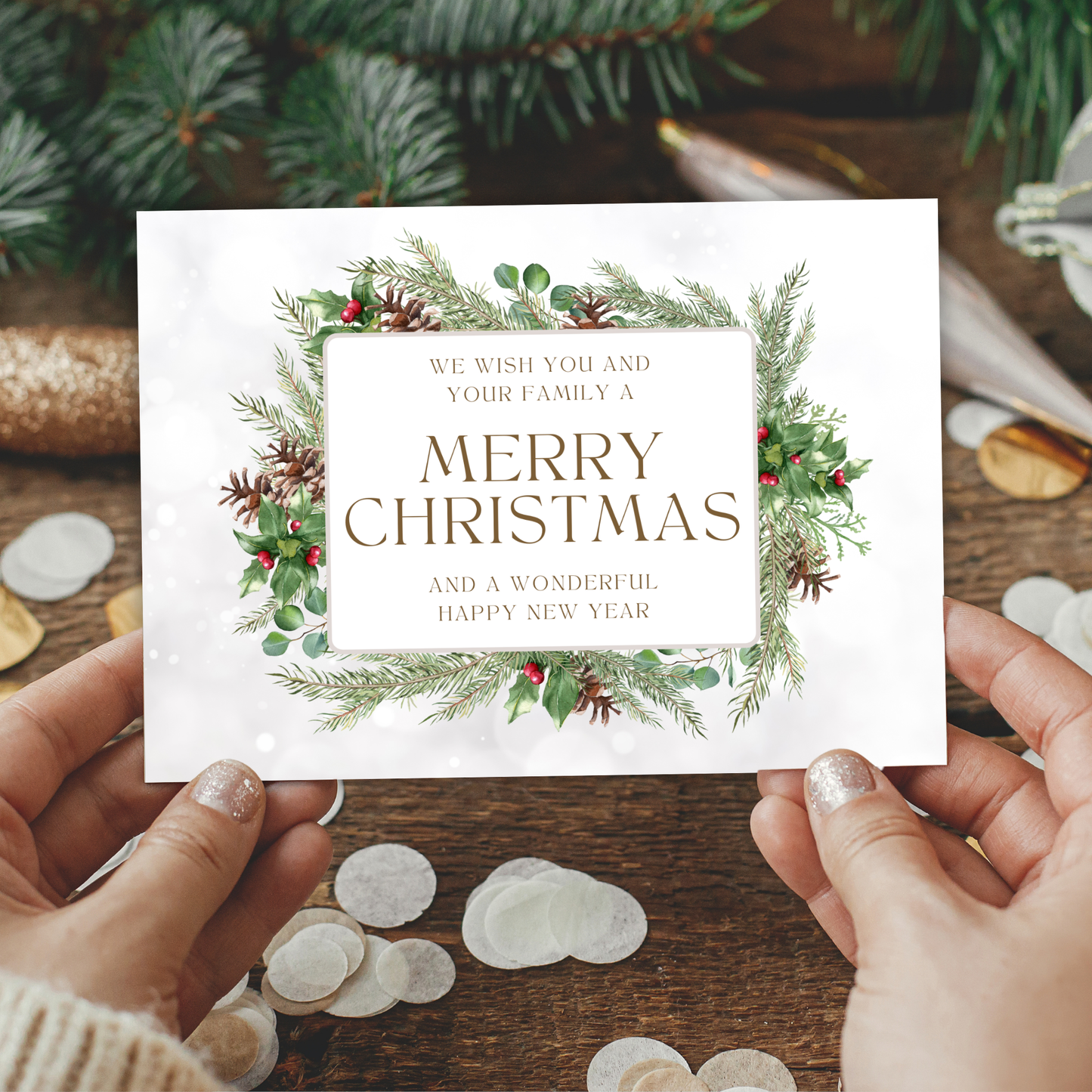 Printable Christmas Card - Festive Flowers