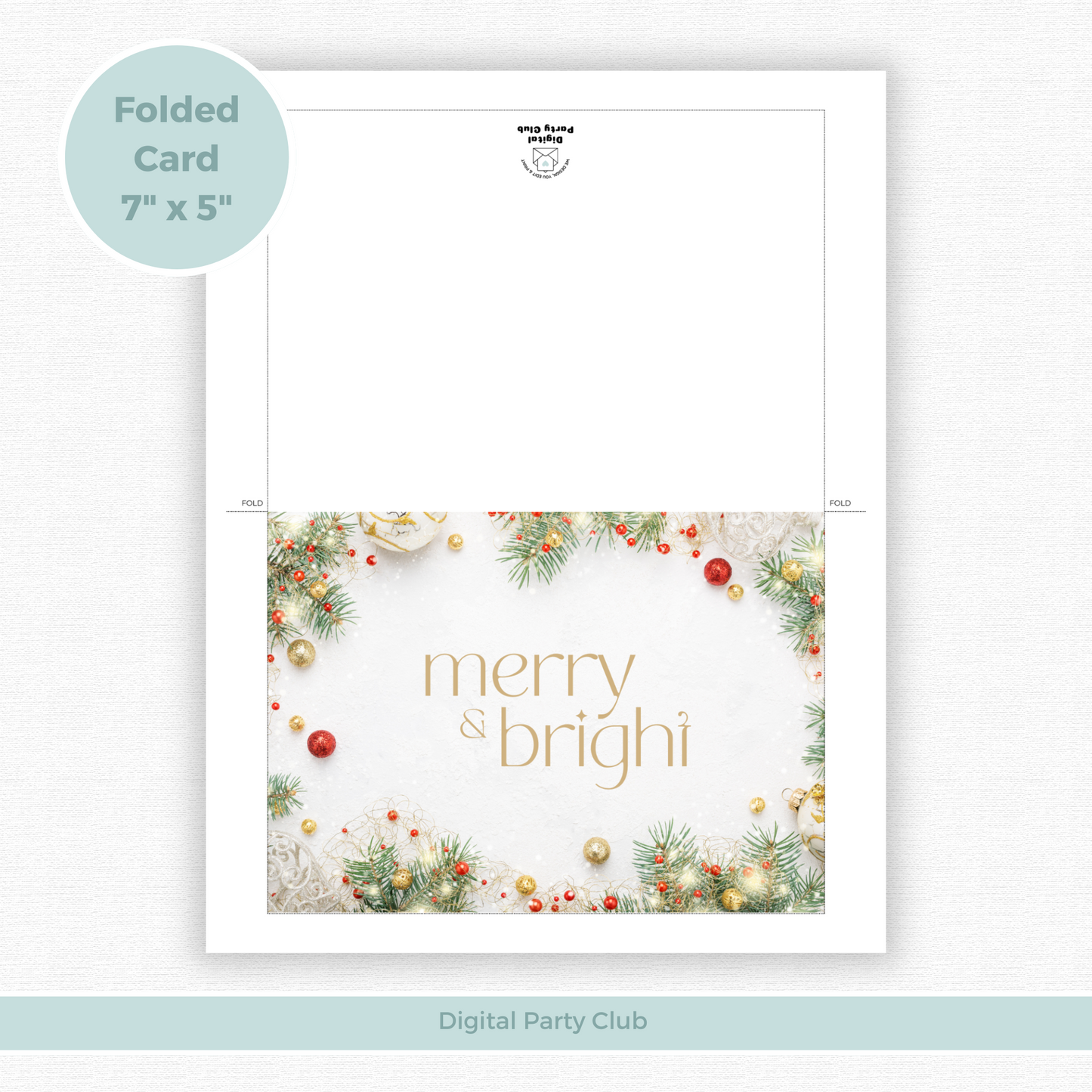 Printable Christmas Card - Merry & Bright