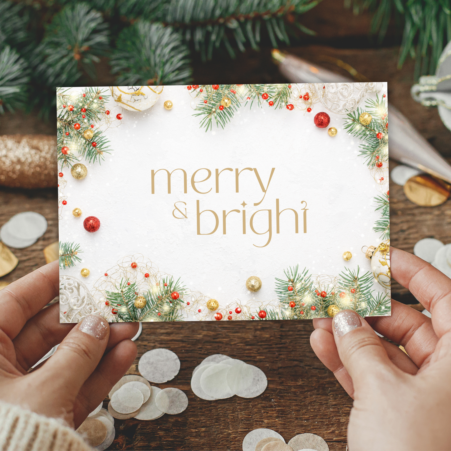Printable Christmas Card - Merry & Bright