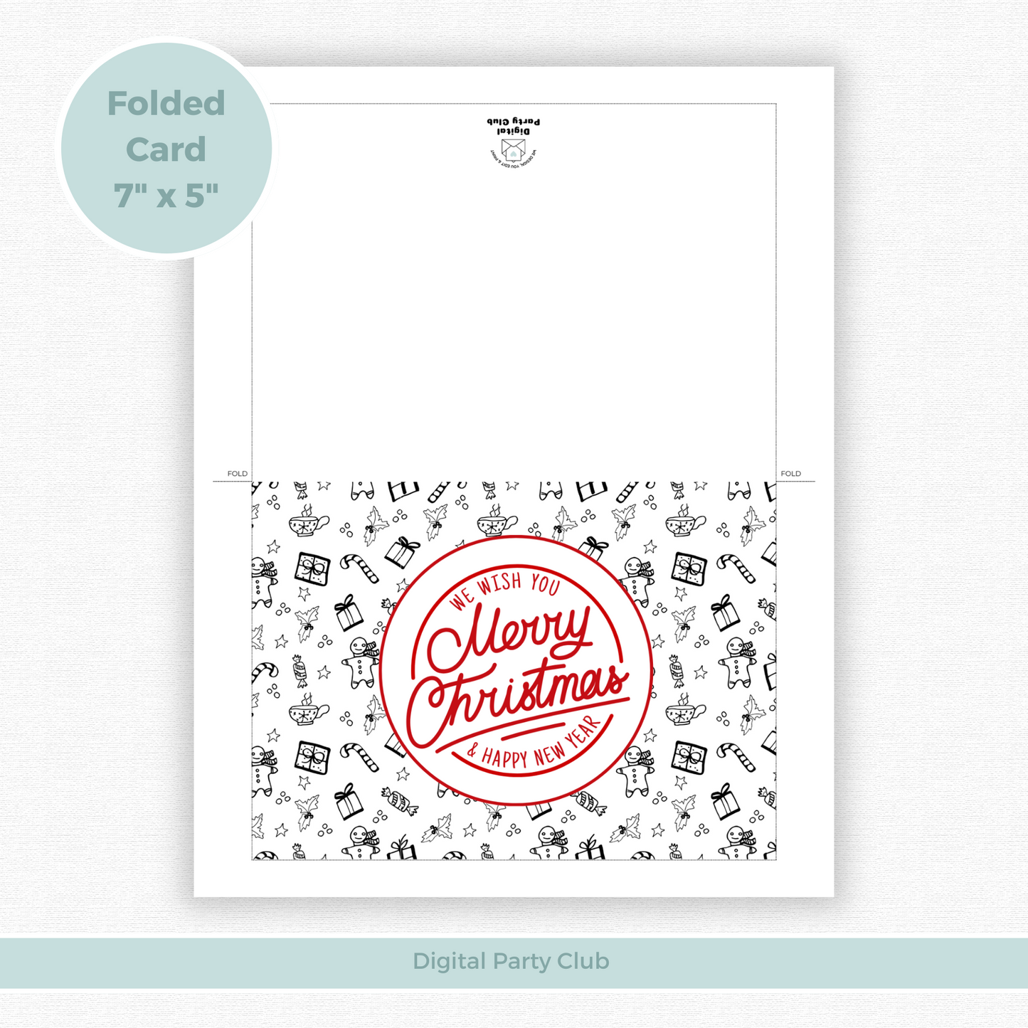 Printable Christmas Card - Gingerbread & Gift Pattern