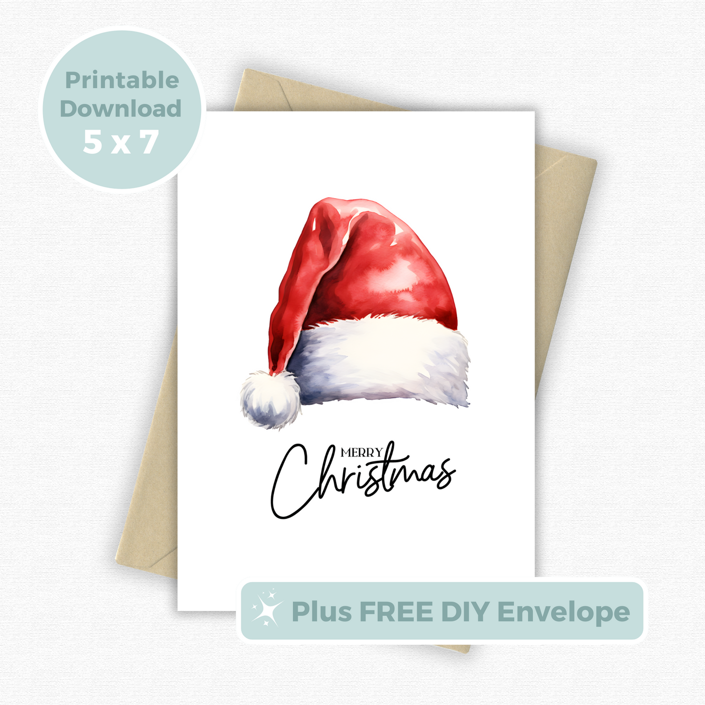 Printable Christmas Card - Santa Hat