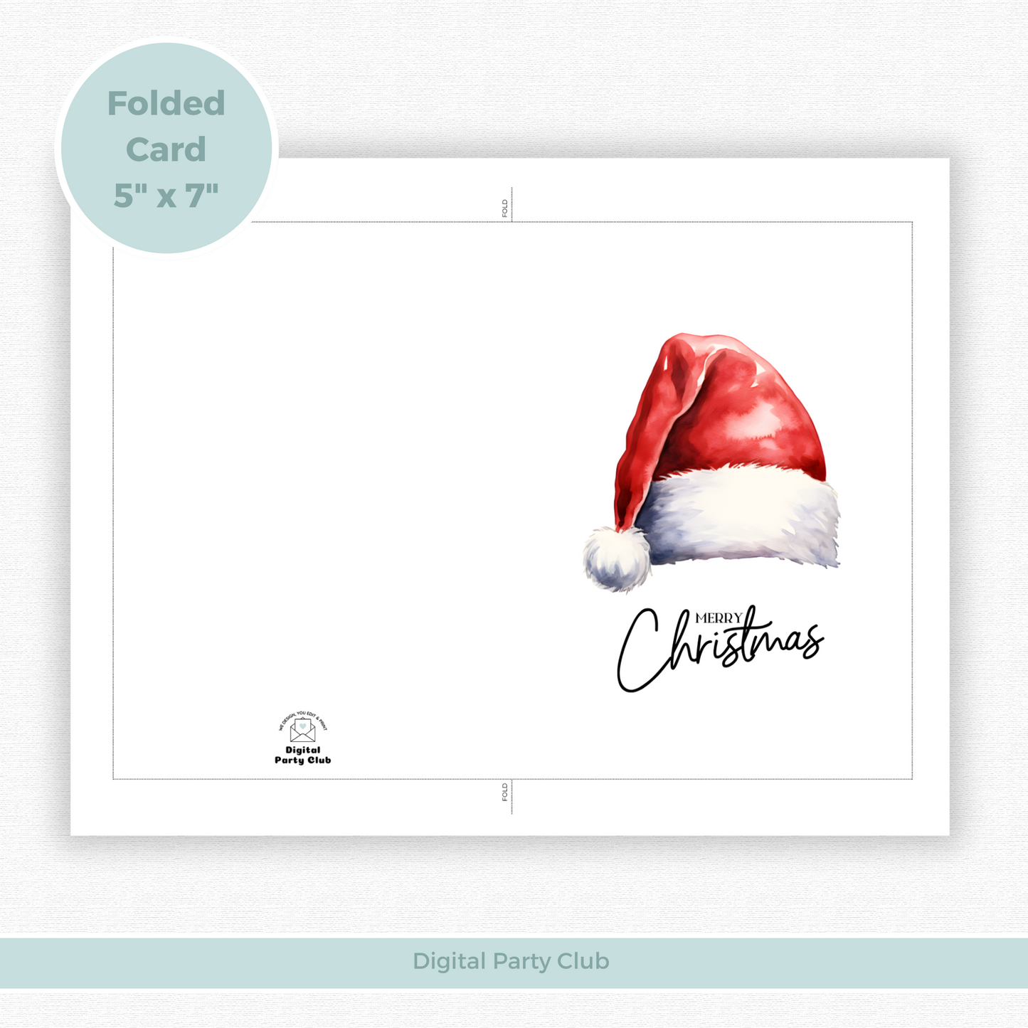 Printable Christmas Card - Santa Hat