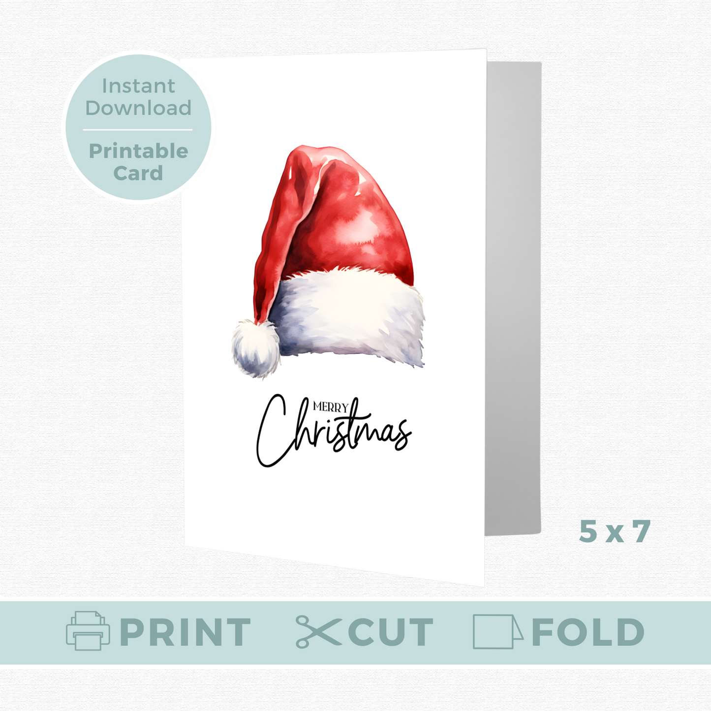 Printable Christmas Card - Santa Hat