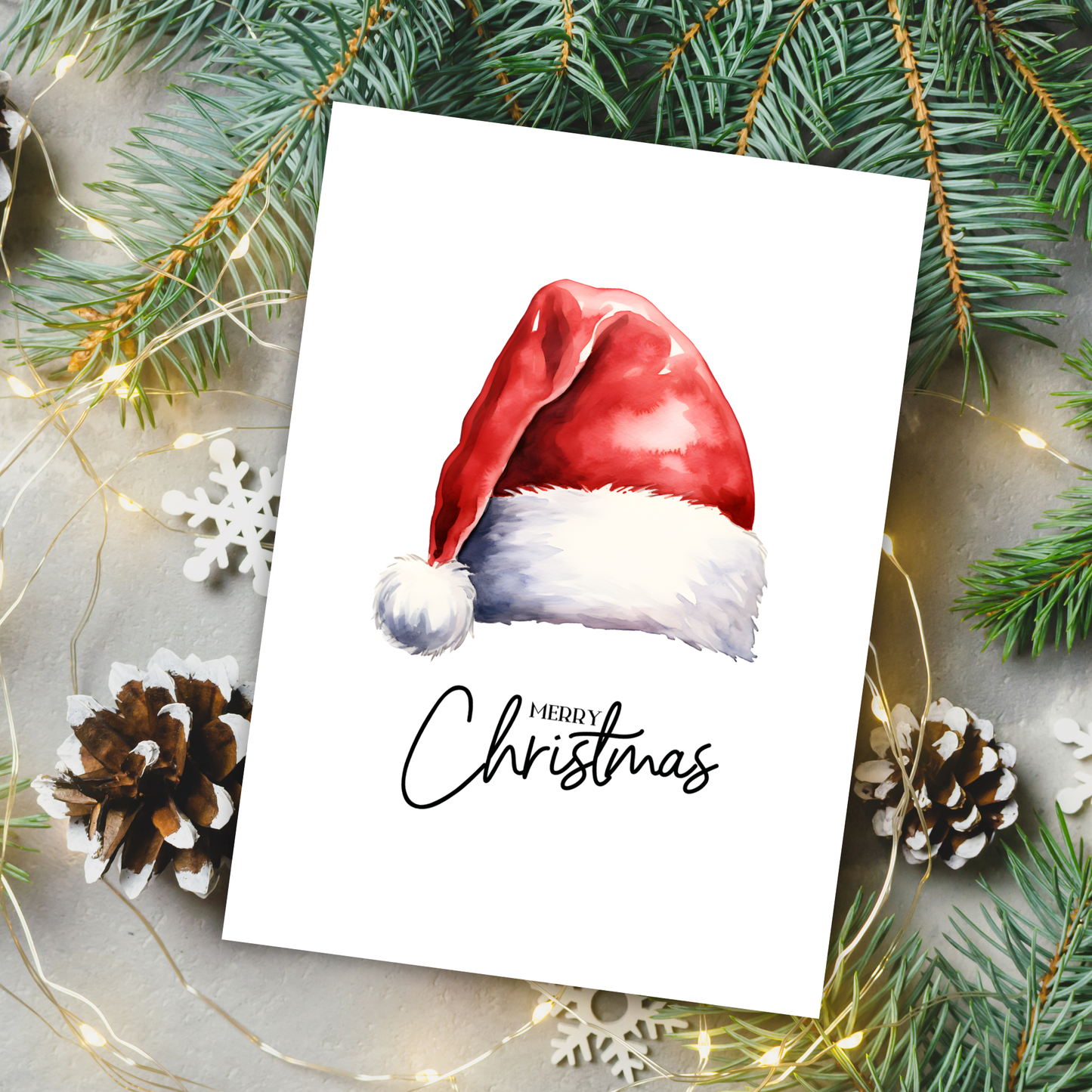 Printable Christmas Card - Santa Hat
