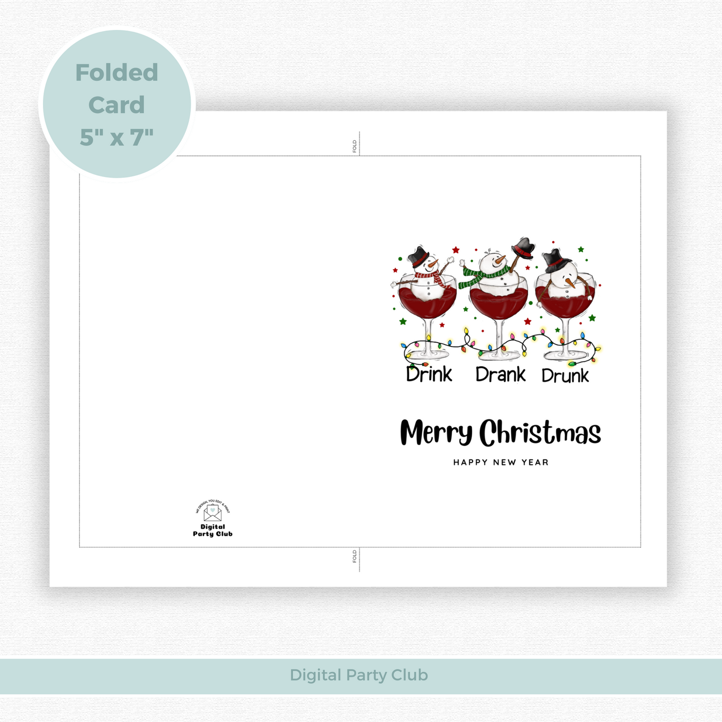 Printable Christmas Card - Drunken Snowmen