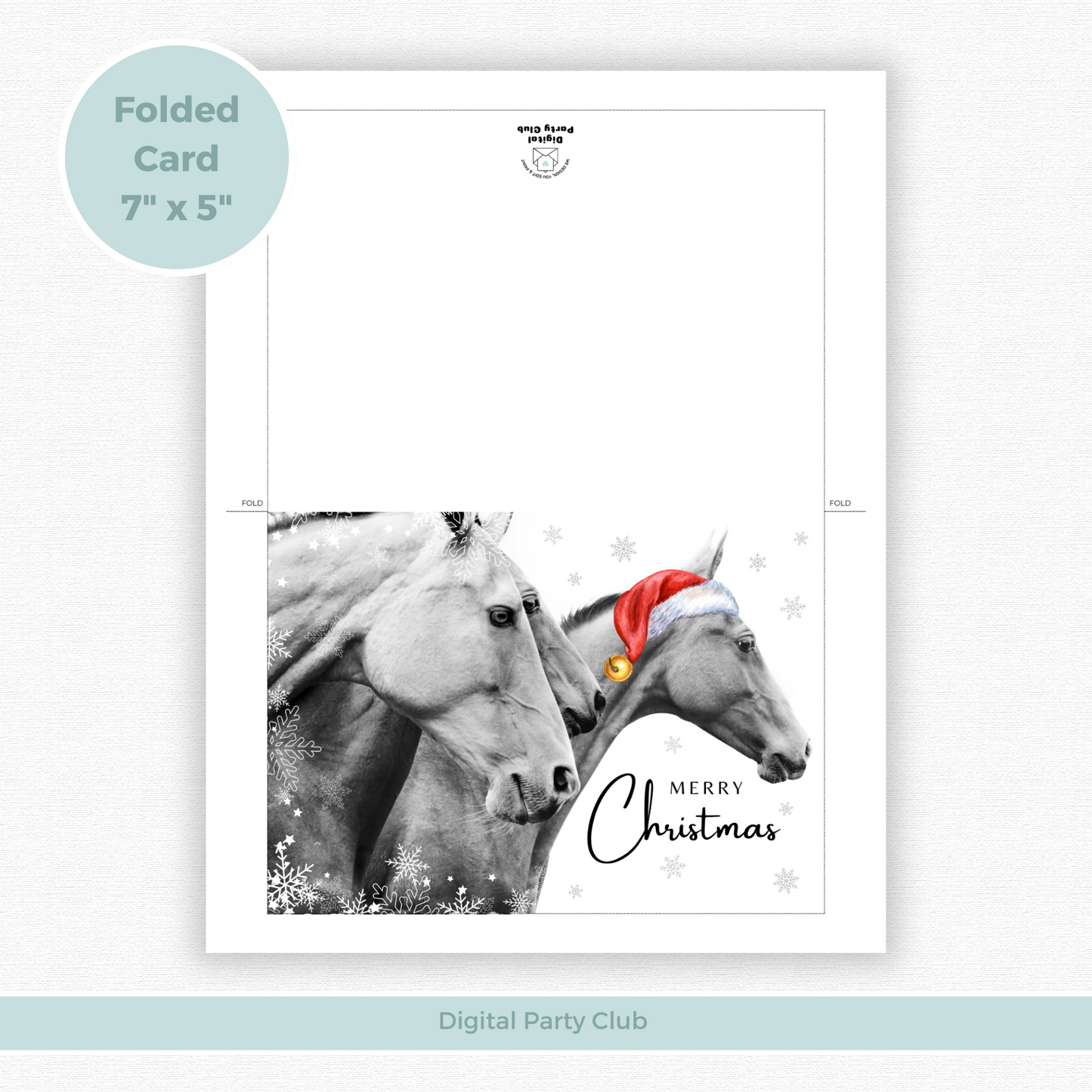 Printable Christmas Card - Horses