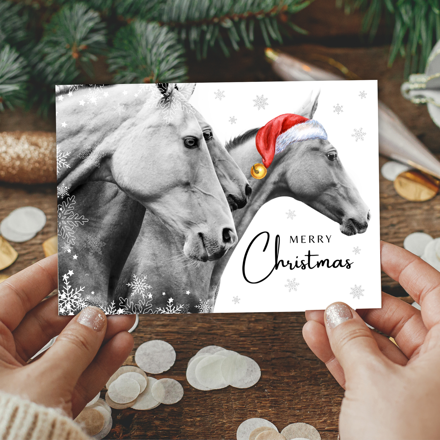 Printable Christmas Card - Horses