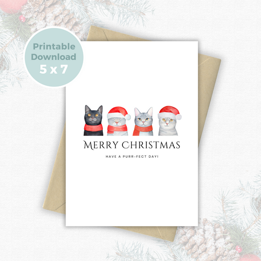 Printable Christmas Card - Cats