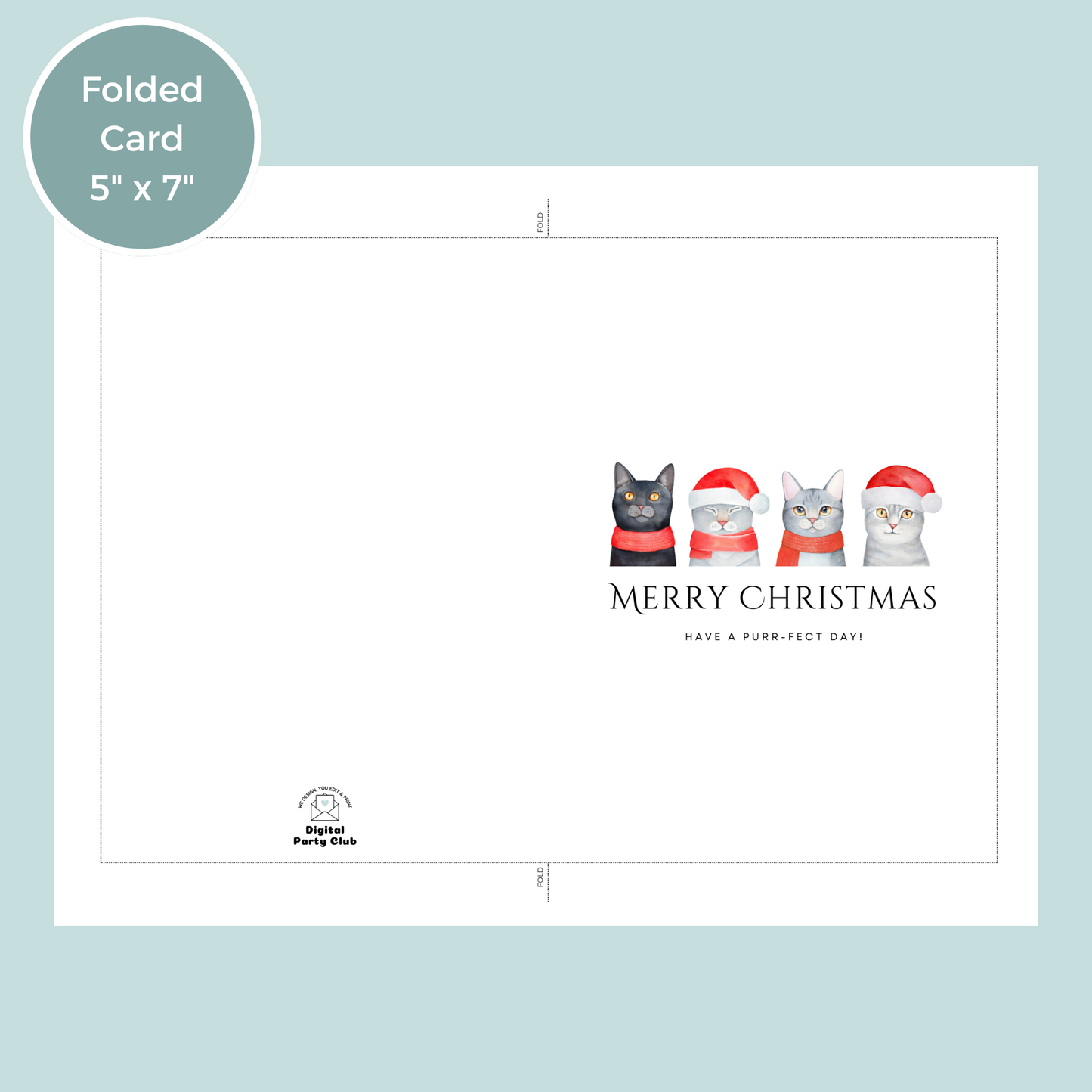 Printable Christmas Card - Cats