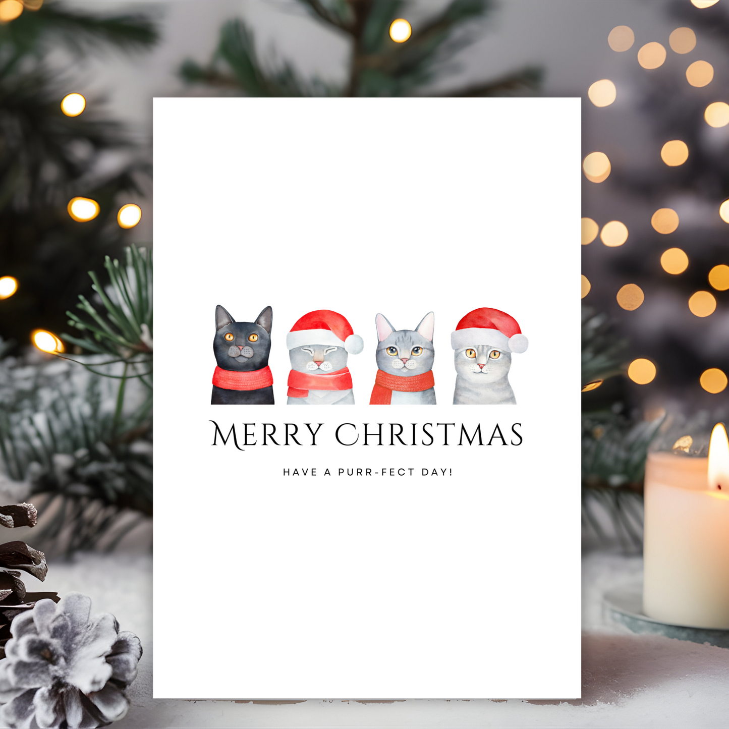 Printable Christmas Card - Cats