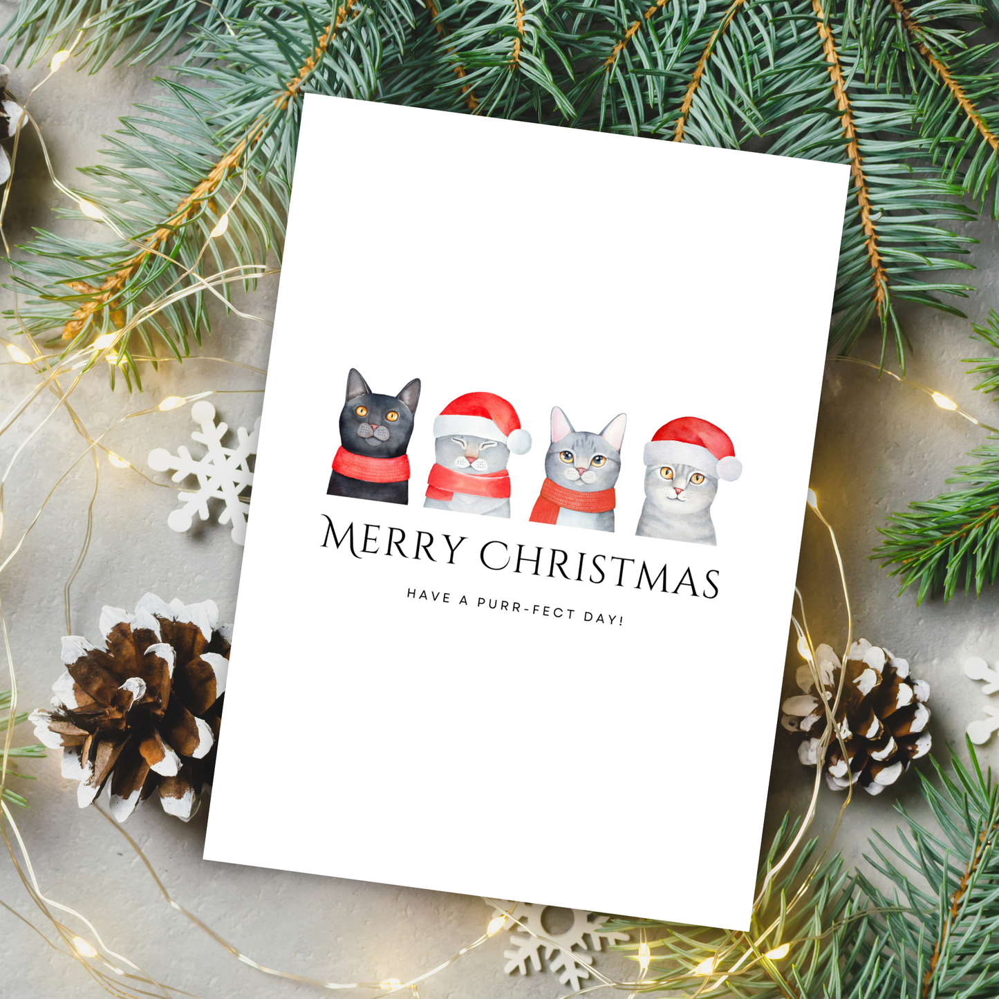 Printable Christmas Card - Cats