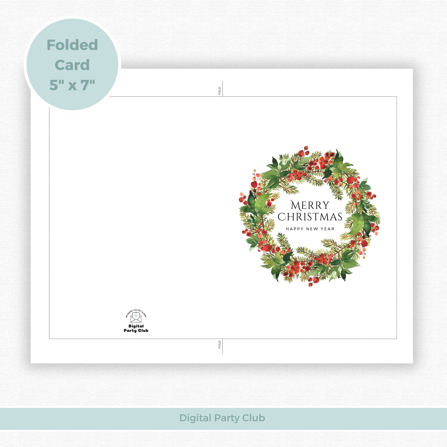 Printable Christmas Card - Wreath
