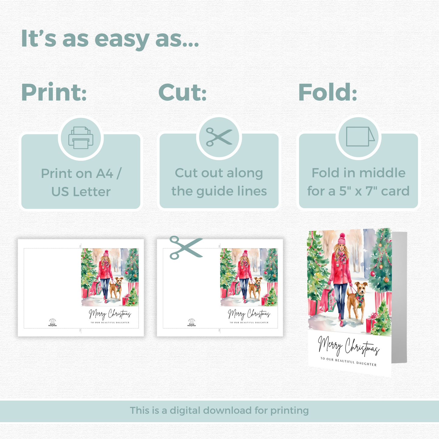 Printable Christmas Card - Daughter