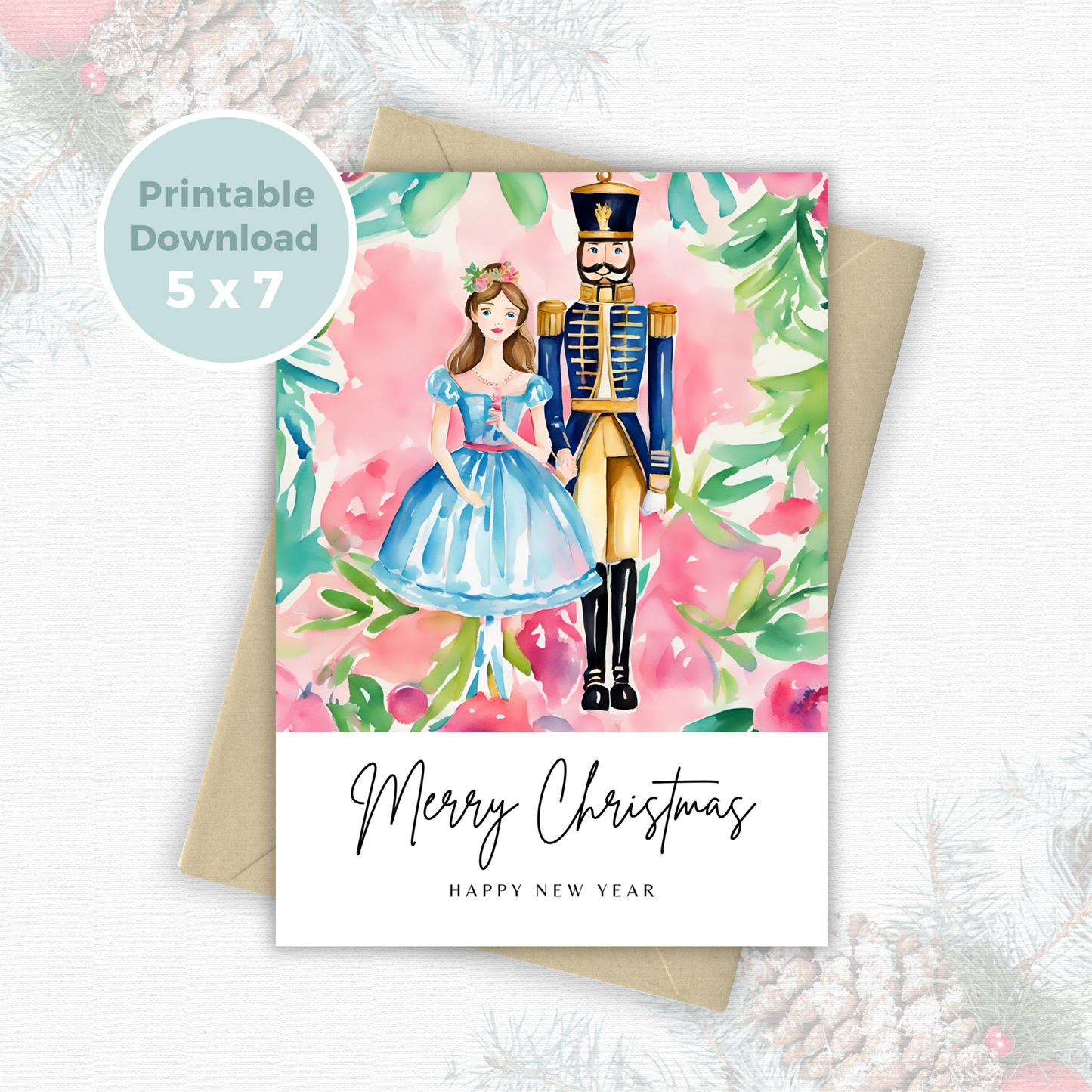 Printable Christmas Card - Clara and the Nutcracker