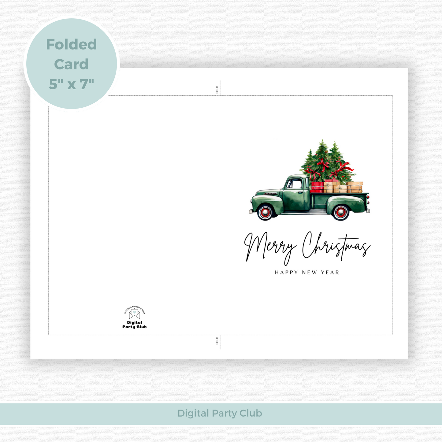Printable Christmas Card - Vintage Truck