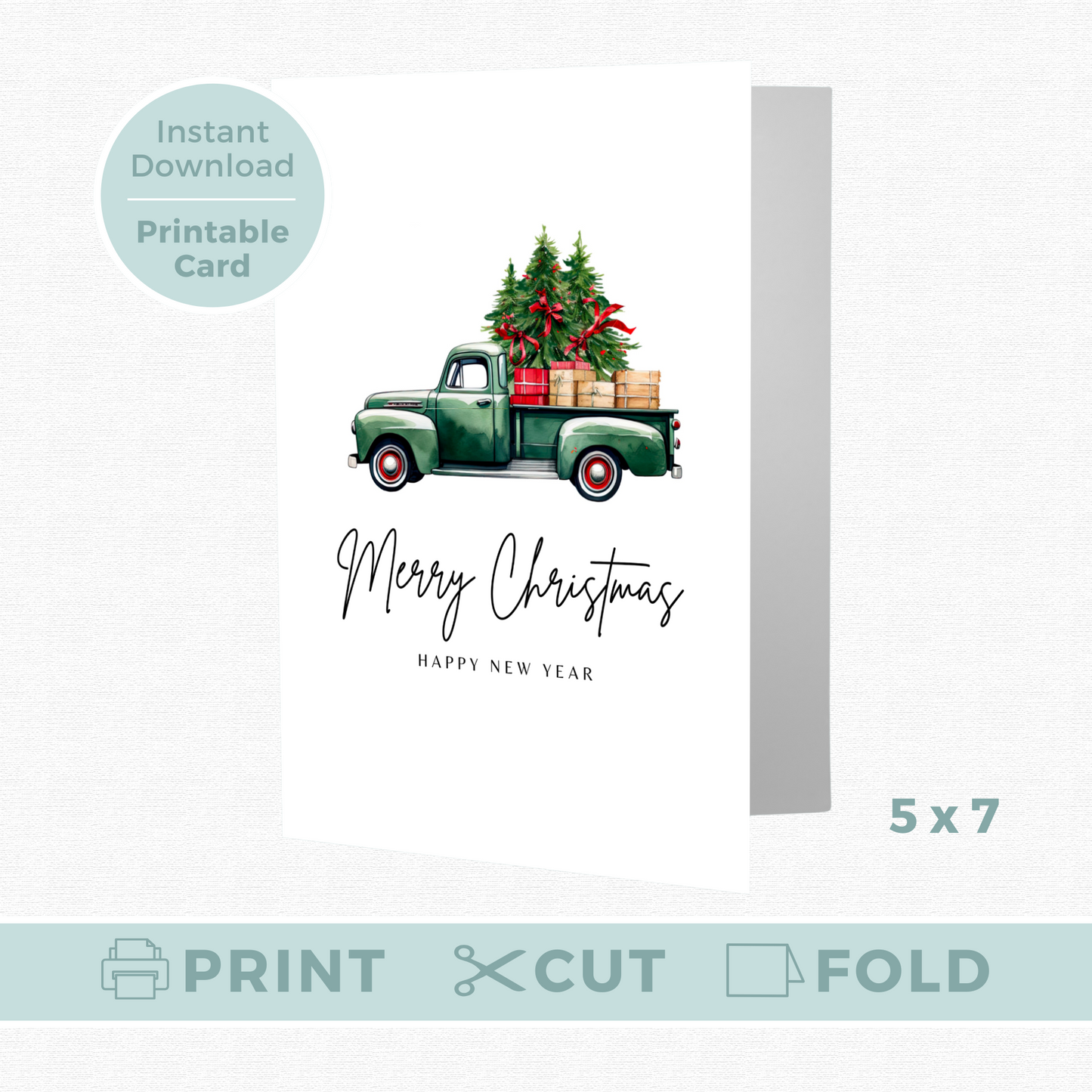 Printable Christmas Card - Vintage Truck