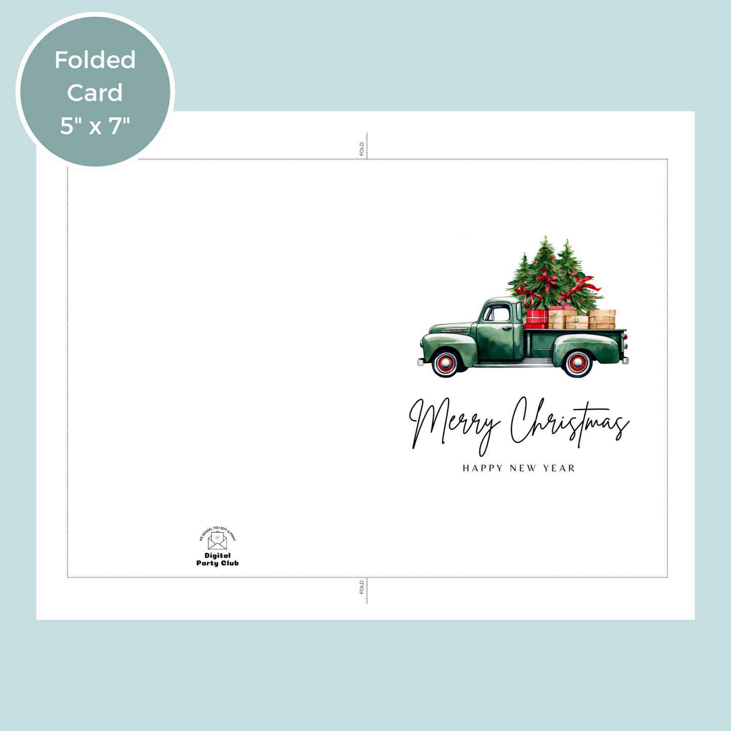 Printable Christmas Card - Vintage Truck
