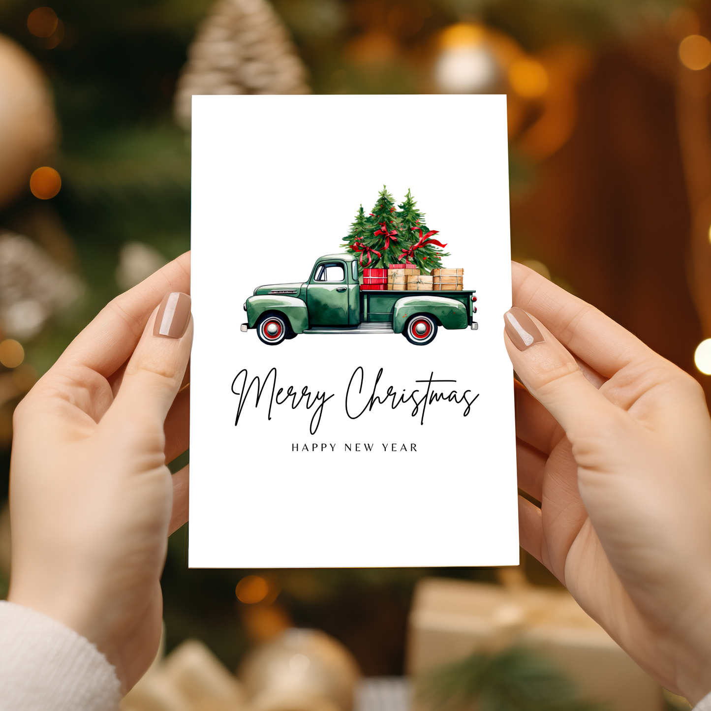 Printable Christmas Card - Vintage Truck