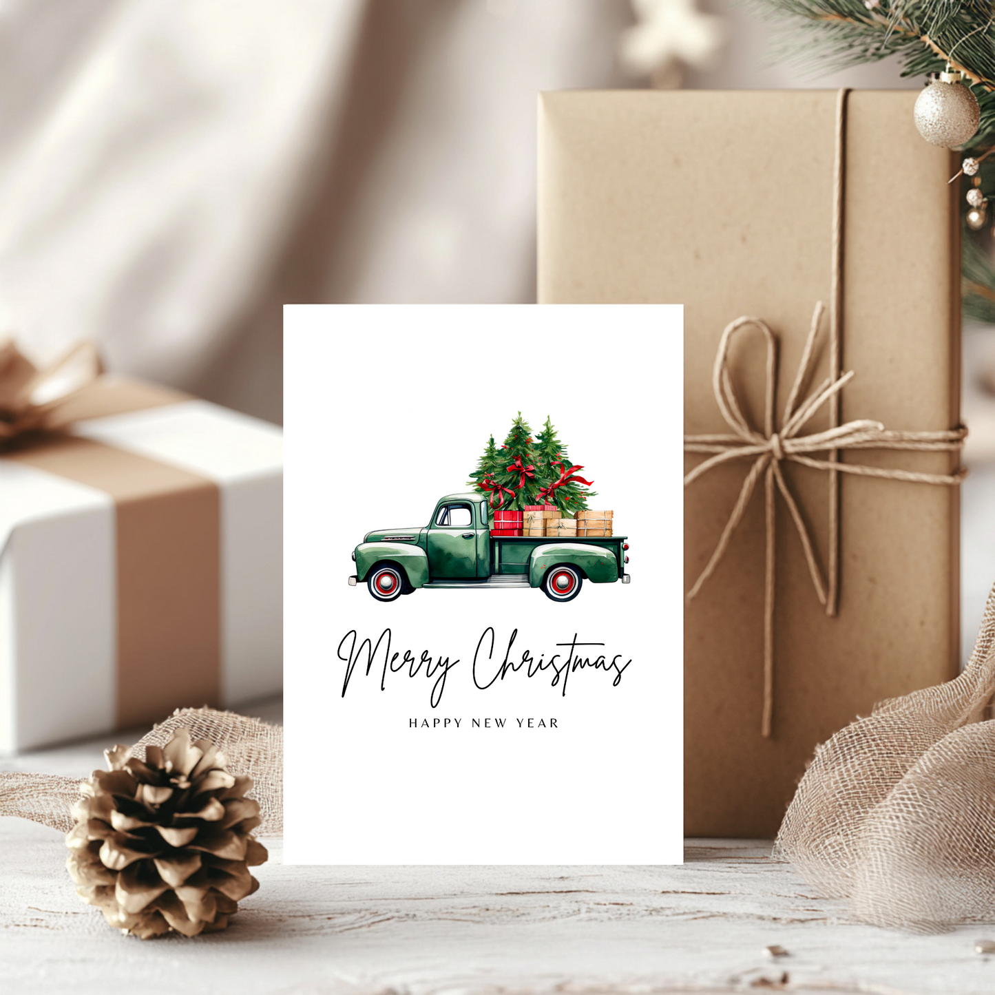 Printable Christmas Card - Vintage Truck