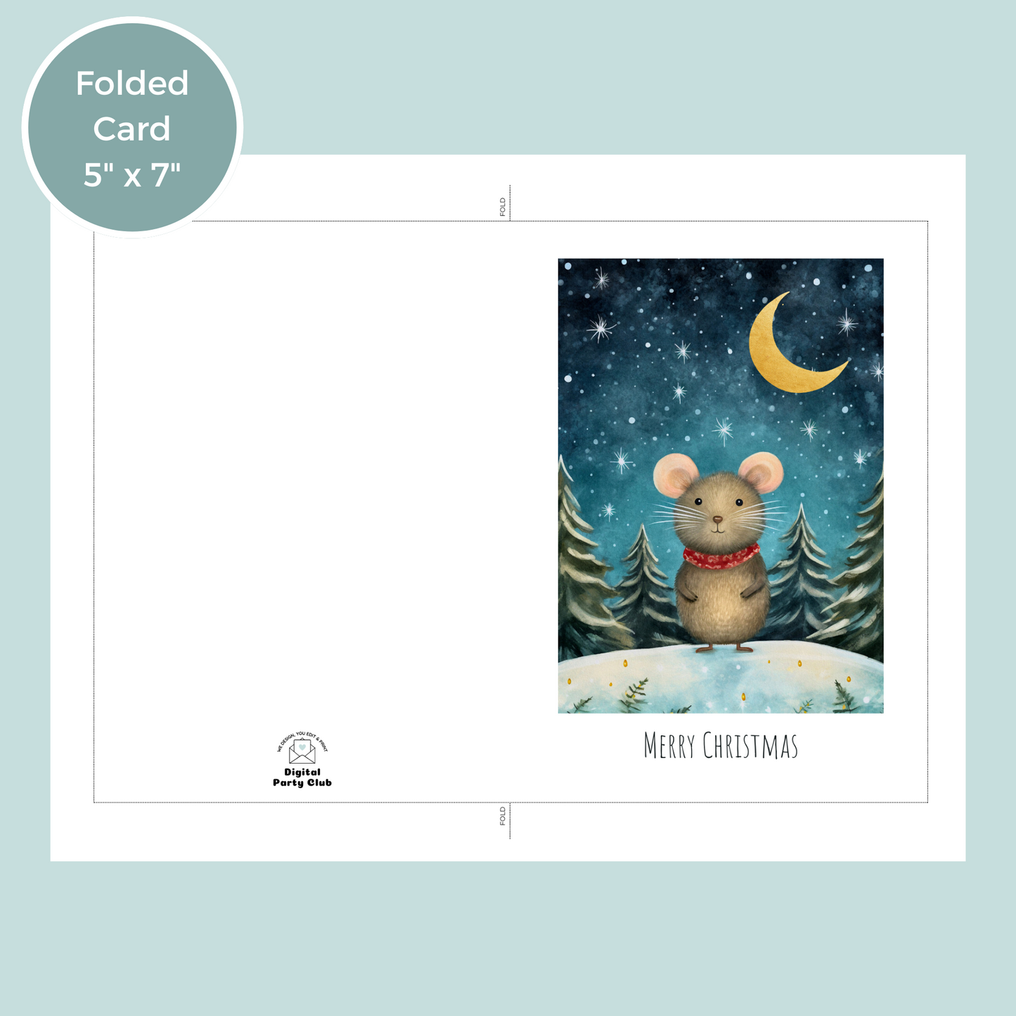 Printable Christmas Card - Cute Mouse