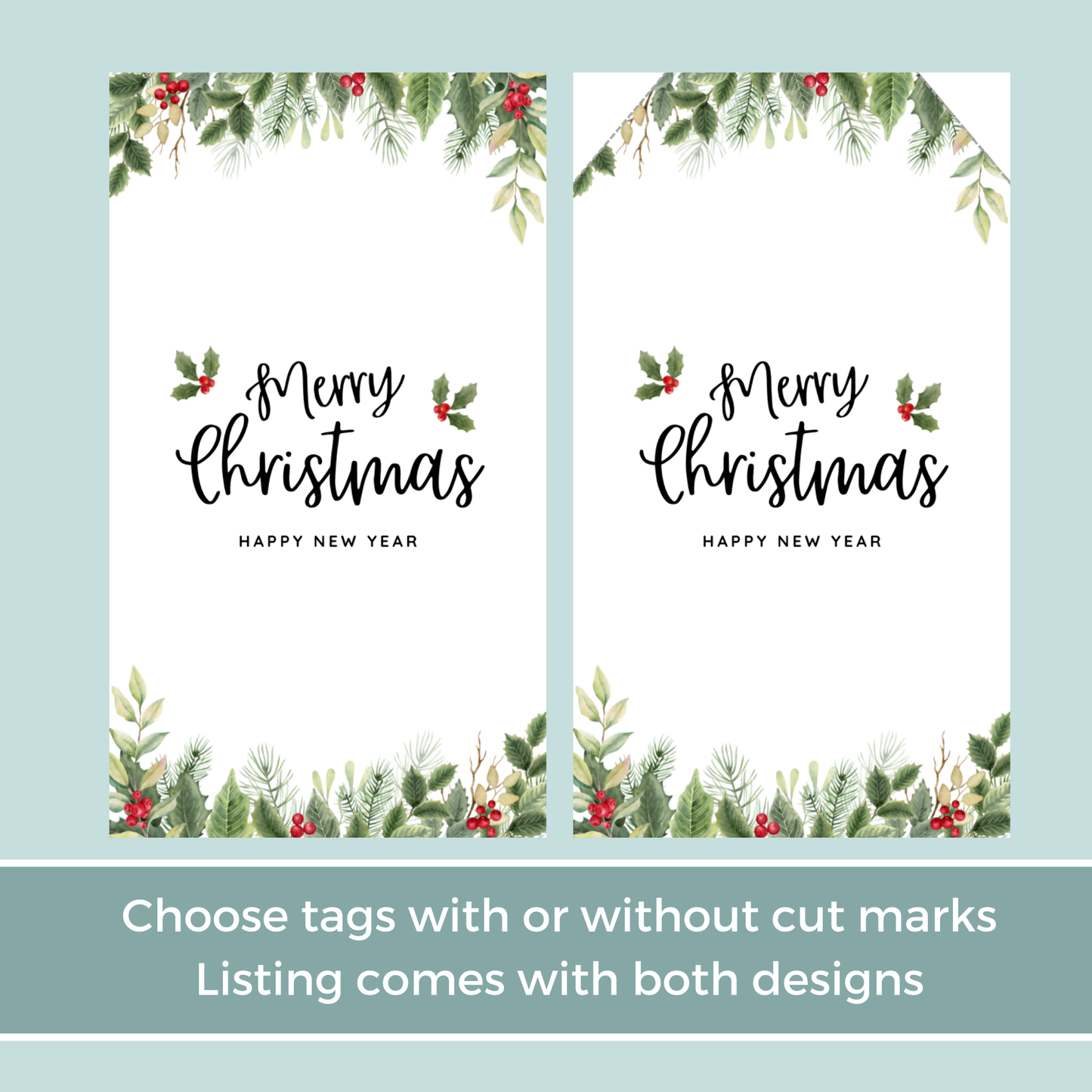 Printable Christmas Gift Tag - Festive Flowers