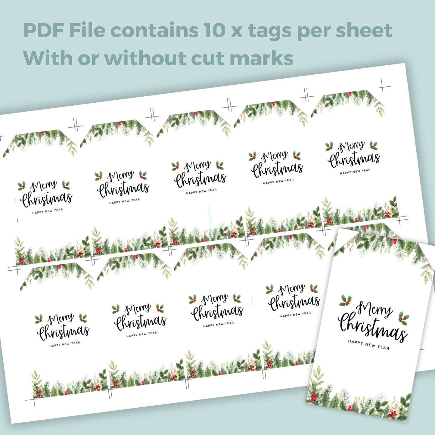Printable Christmas Gift Tag - Festive Flowers
