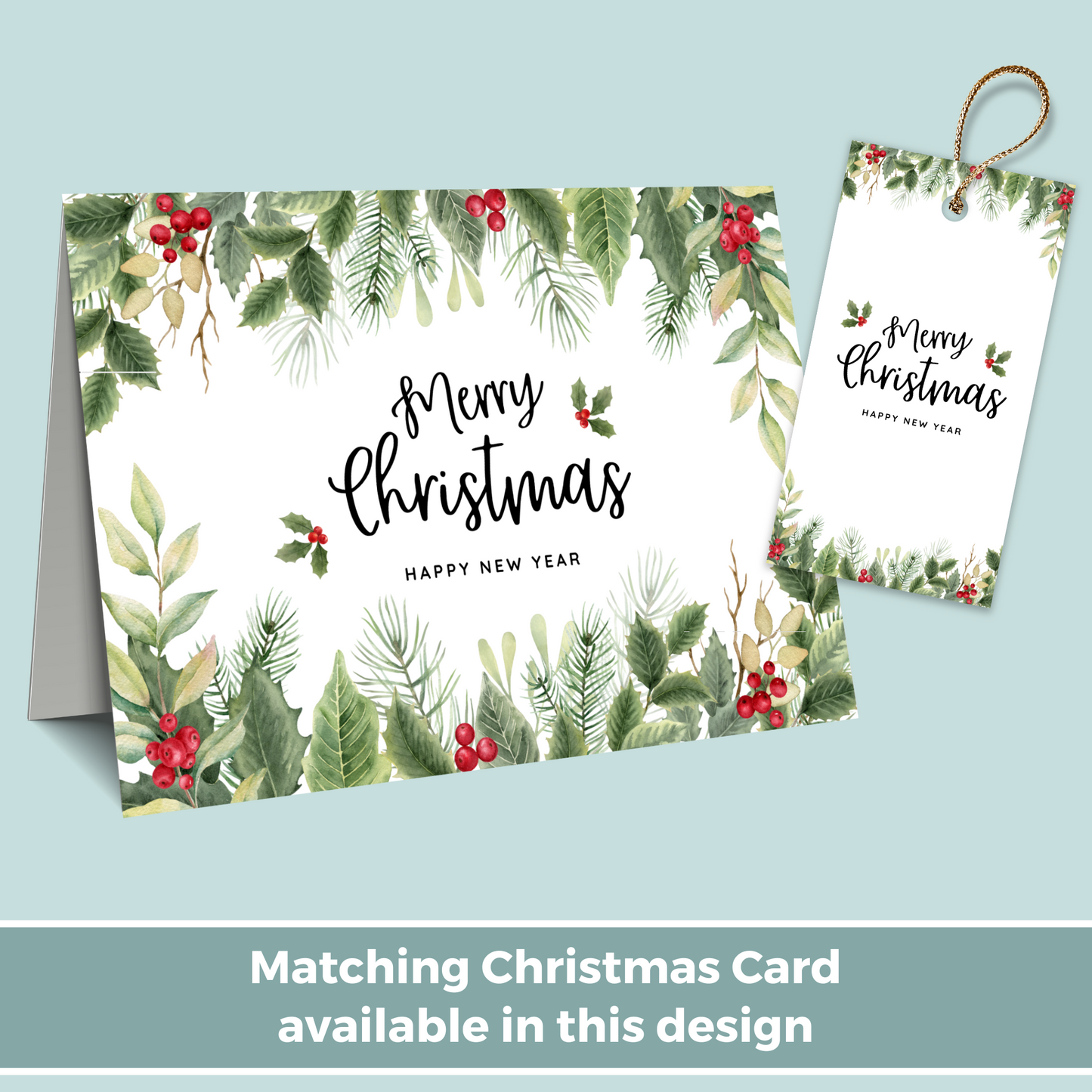 Printable Christmas Gift Tag - Festive Flowers