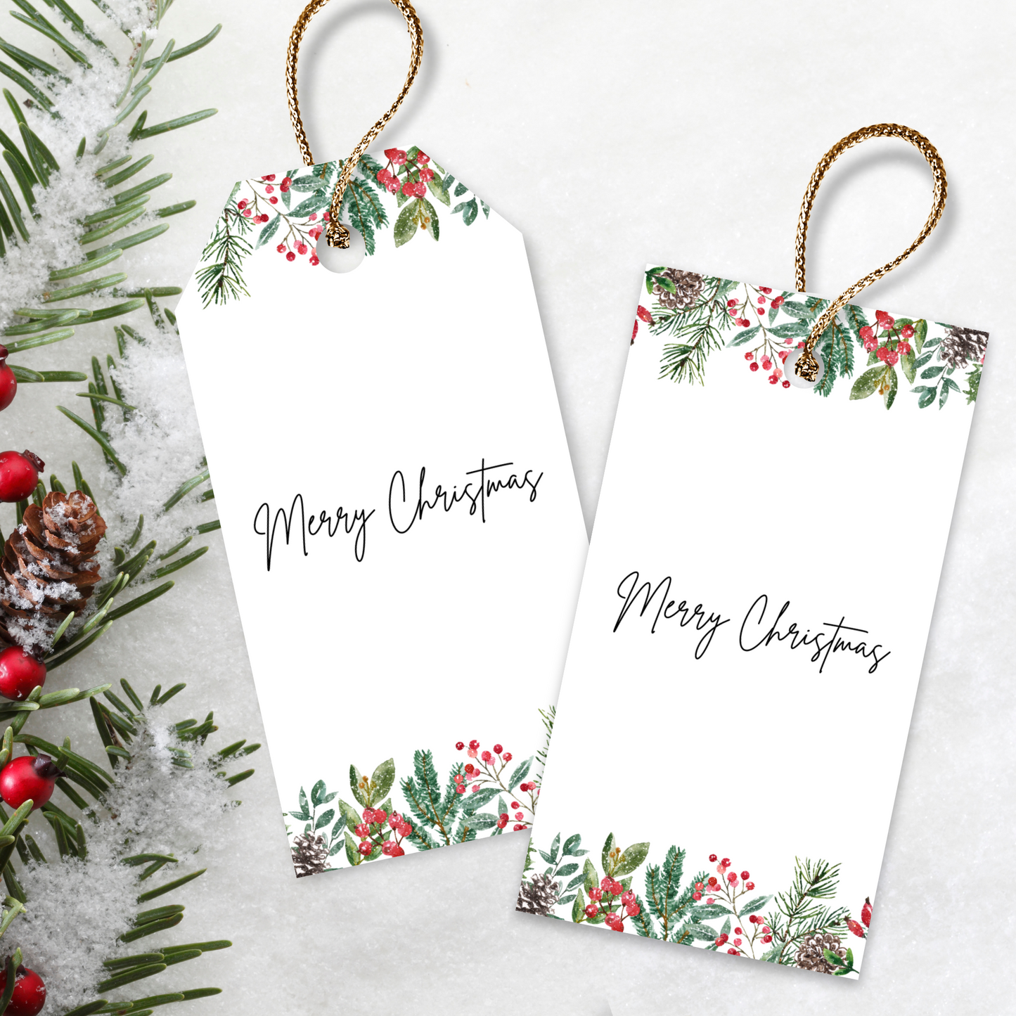 Printable Christmas Gift Tag - Festive Flowers