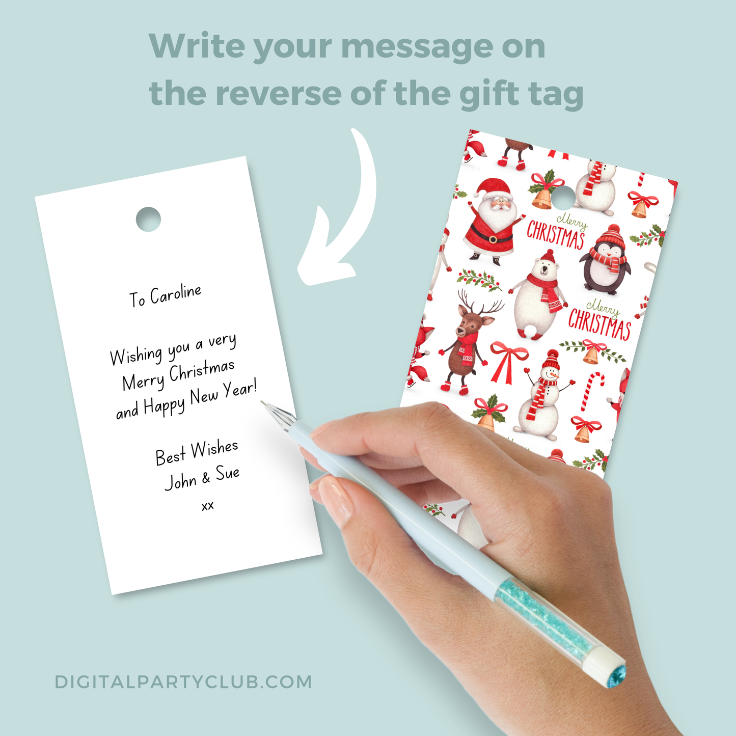 Printable Christmas Gift Tag - Santa & Snowman