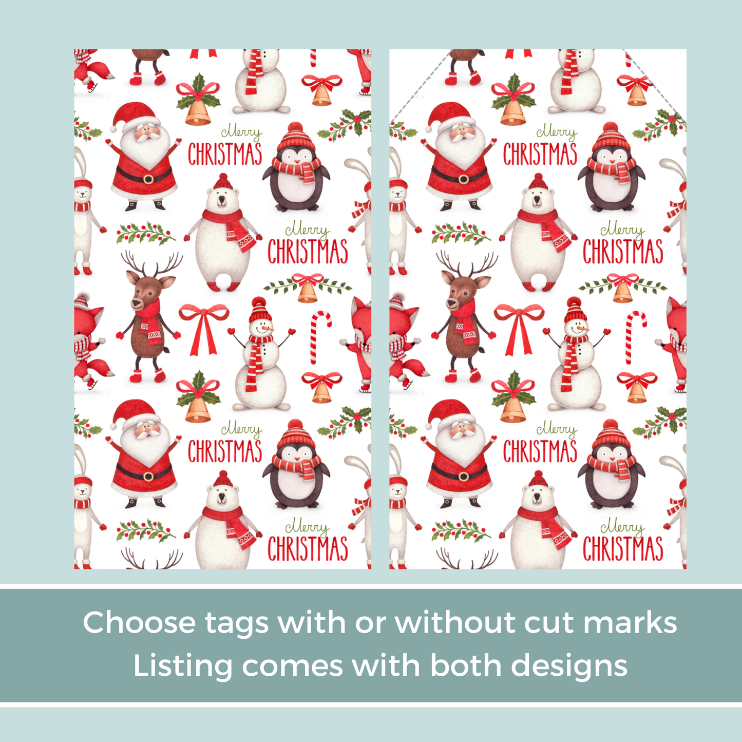 Printable Christmas Gift Tag - Santa & Snowman