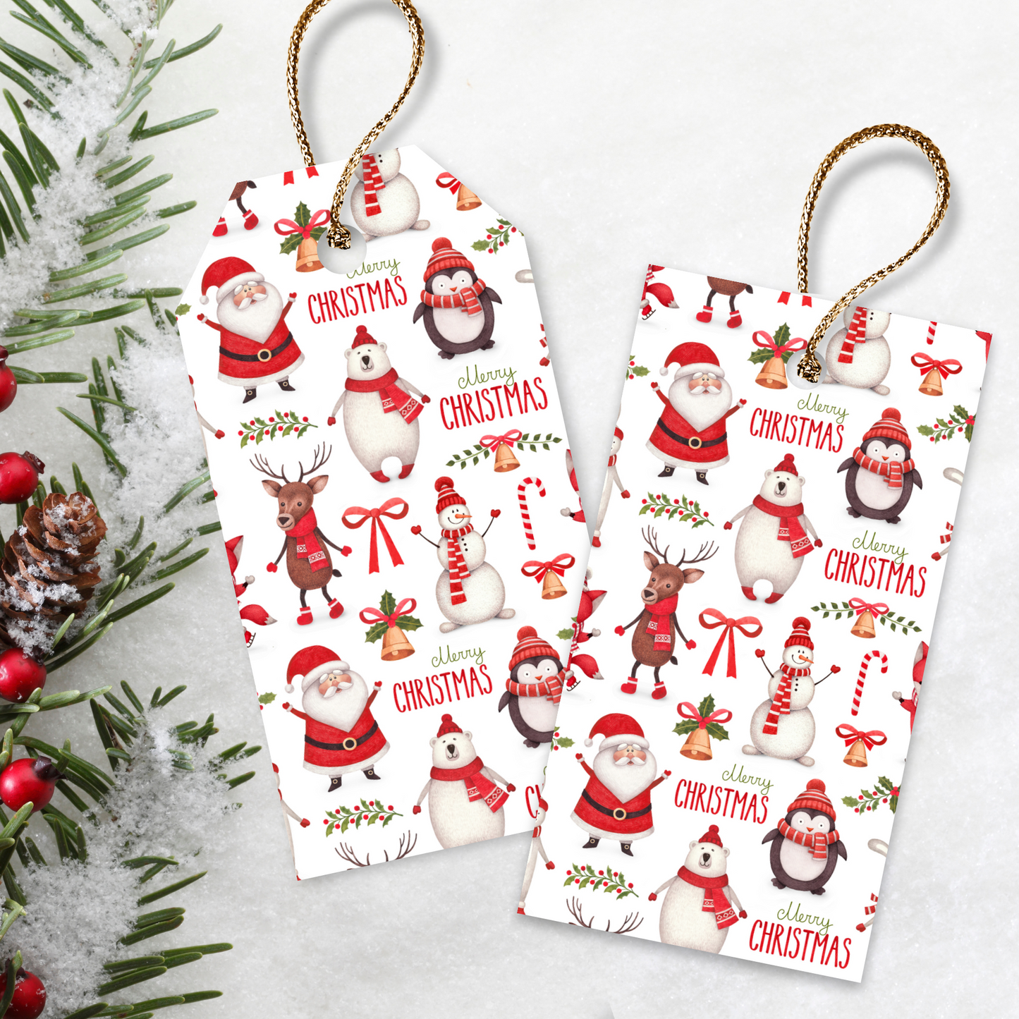 Printable Christmas Gift Tag - Santa & Snowman