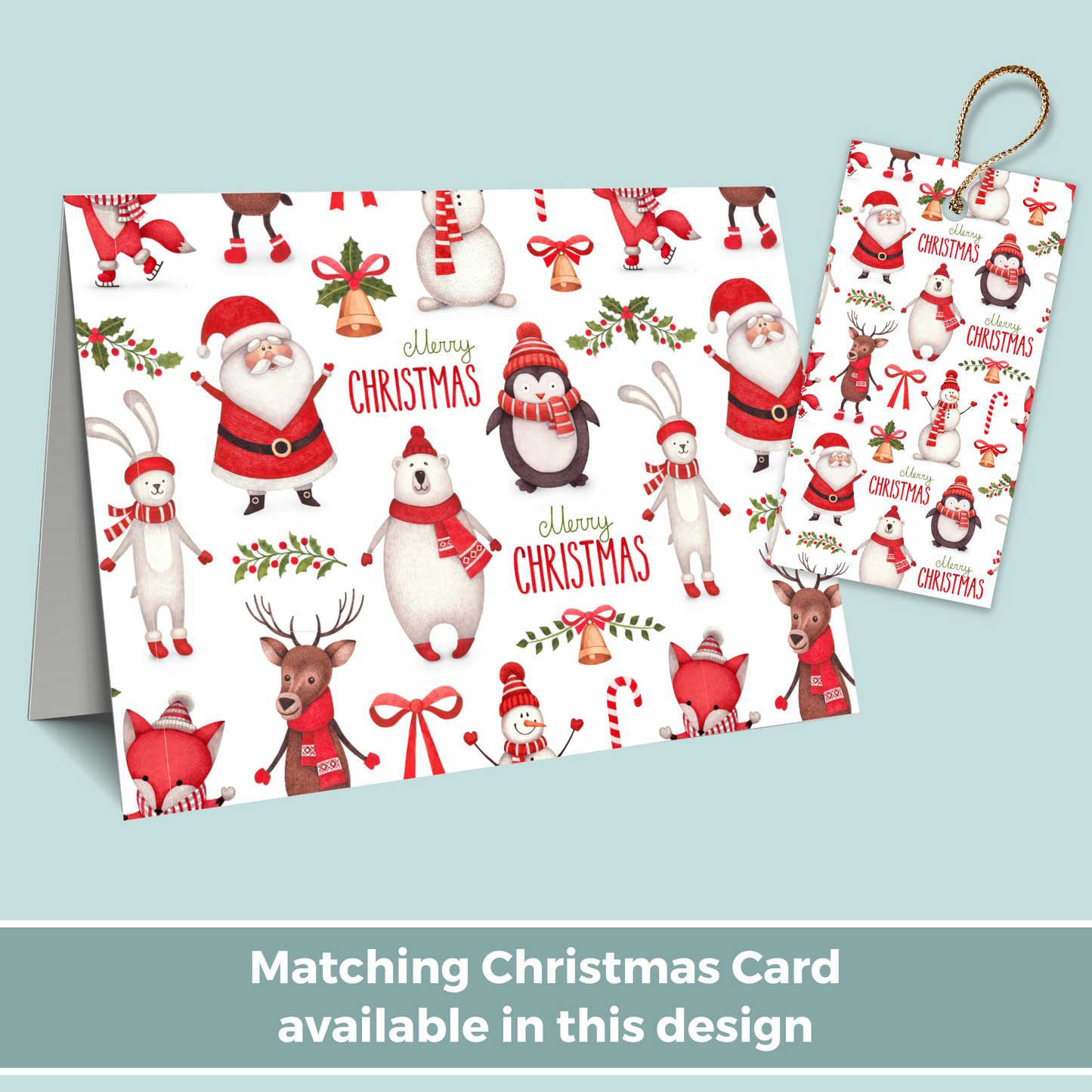 Printable Christmas Gift Tag - Santa & Snowman