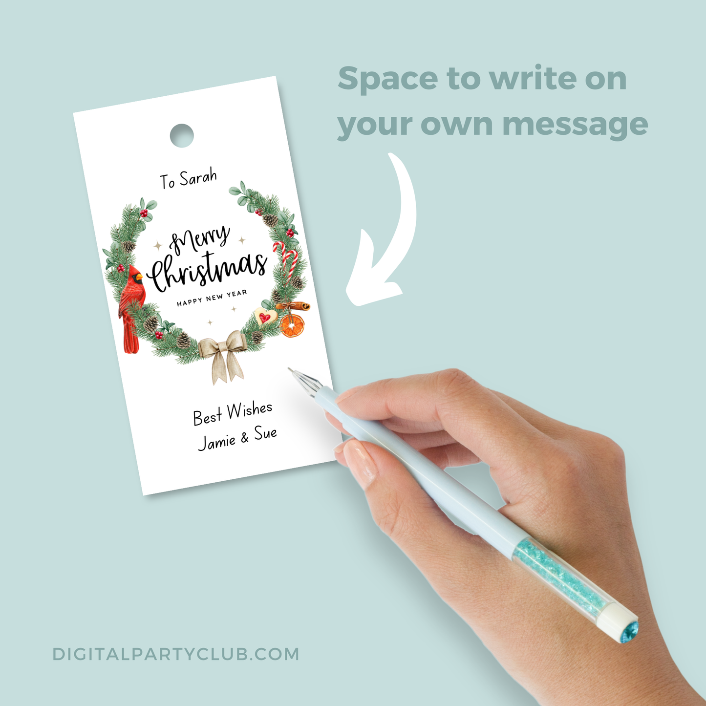 Printable Christmas Gift Tag - Wreath