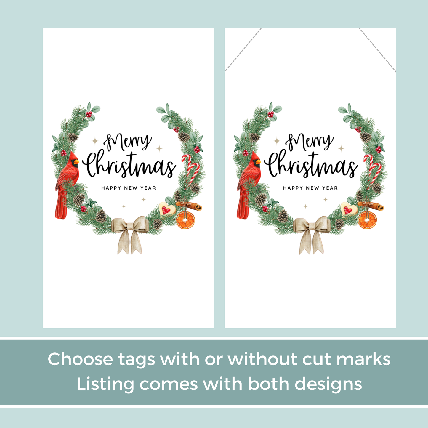 Printable Christmas Gift Tag - Wreath
