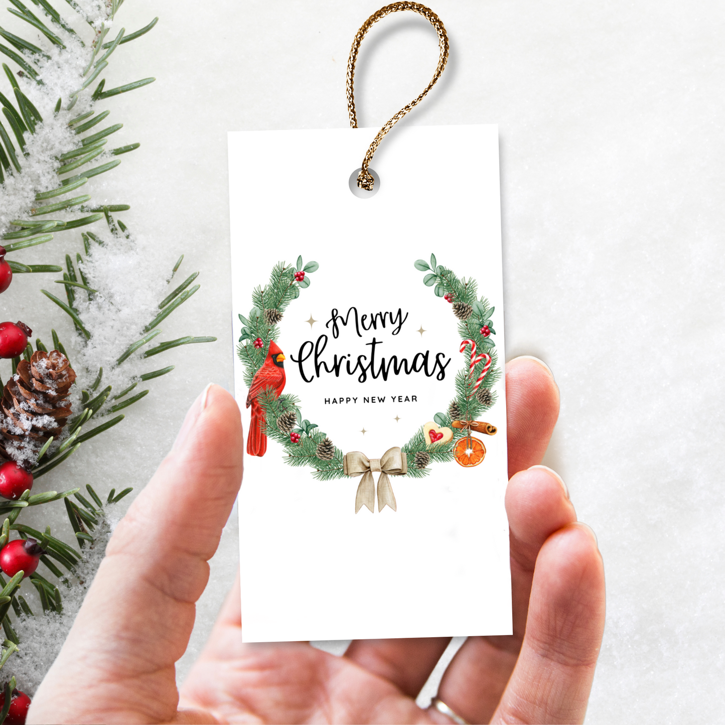 Printable Christmas Gift Tag - Wreath