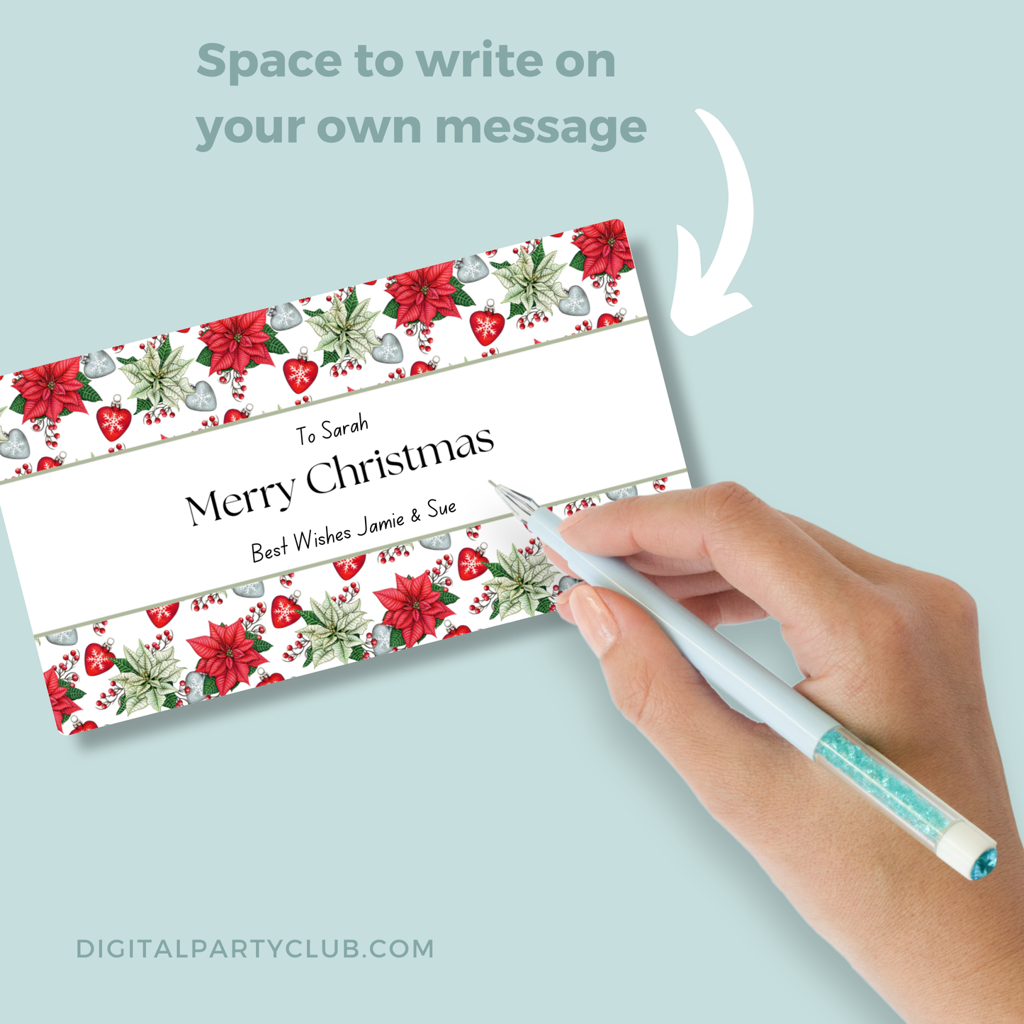 Printable Christmas Gift Tag - Poinsettia Flowers