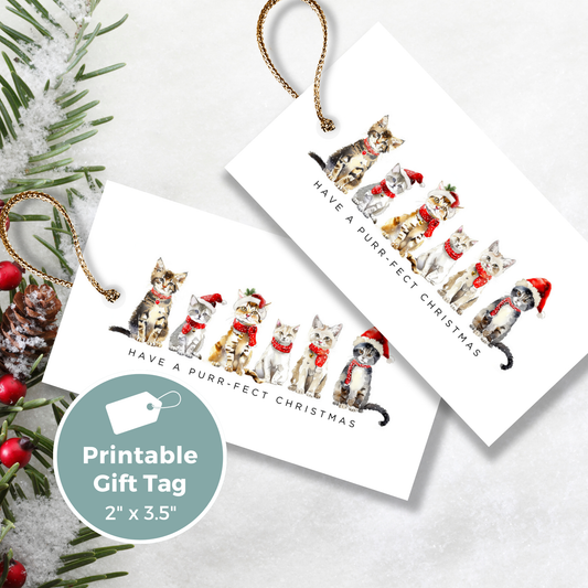 Printable Christmas Gift Tag - Cats