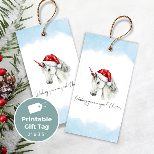 Printable Christmas Gift Tag - Magical Unicorn
