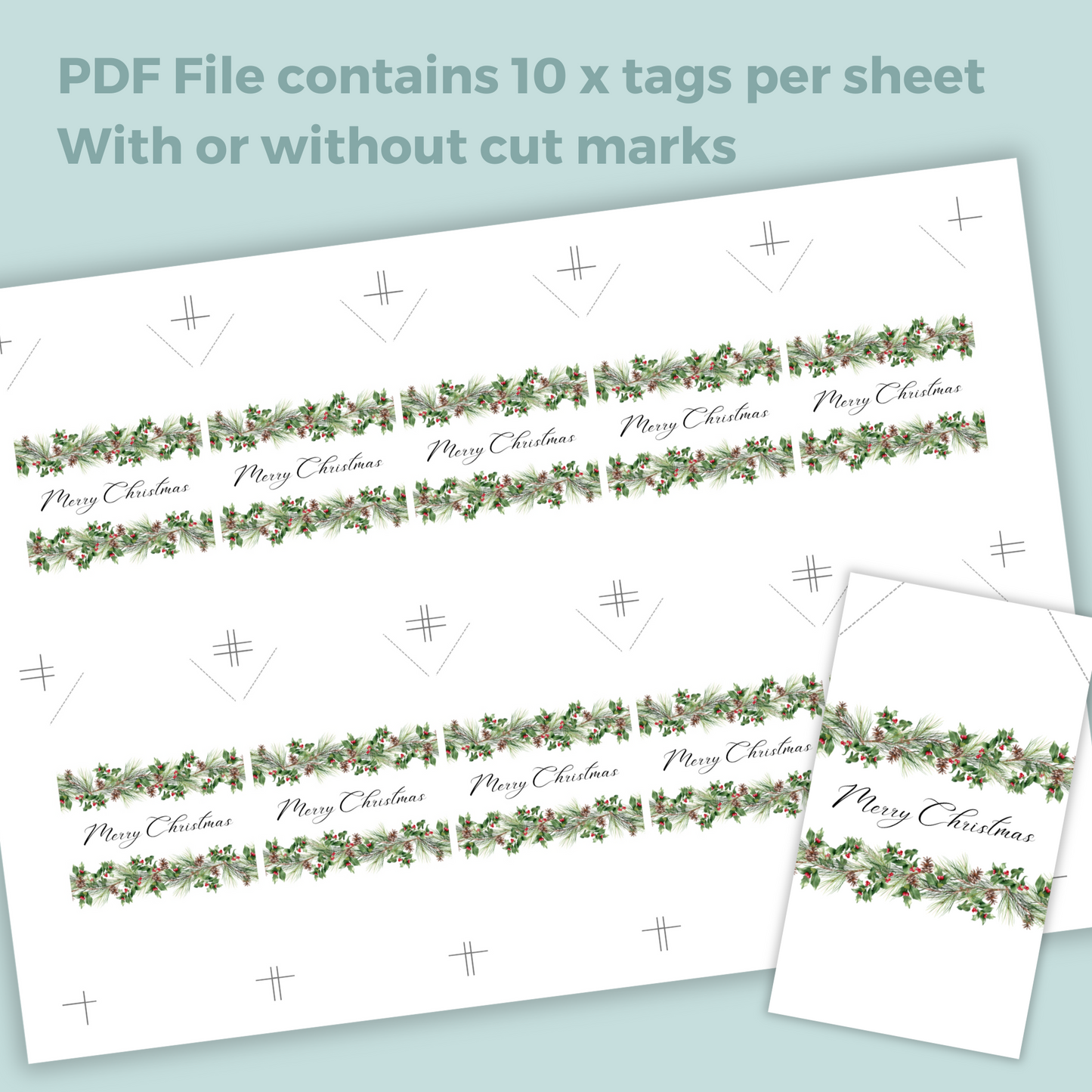 Printable Christmas Gift Tag - Festive Flowers