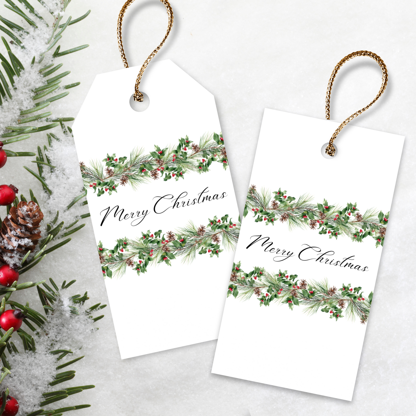 Printable Christmas Gift Tag - Festive Flowers