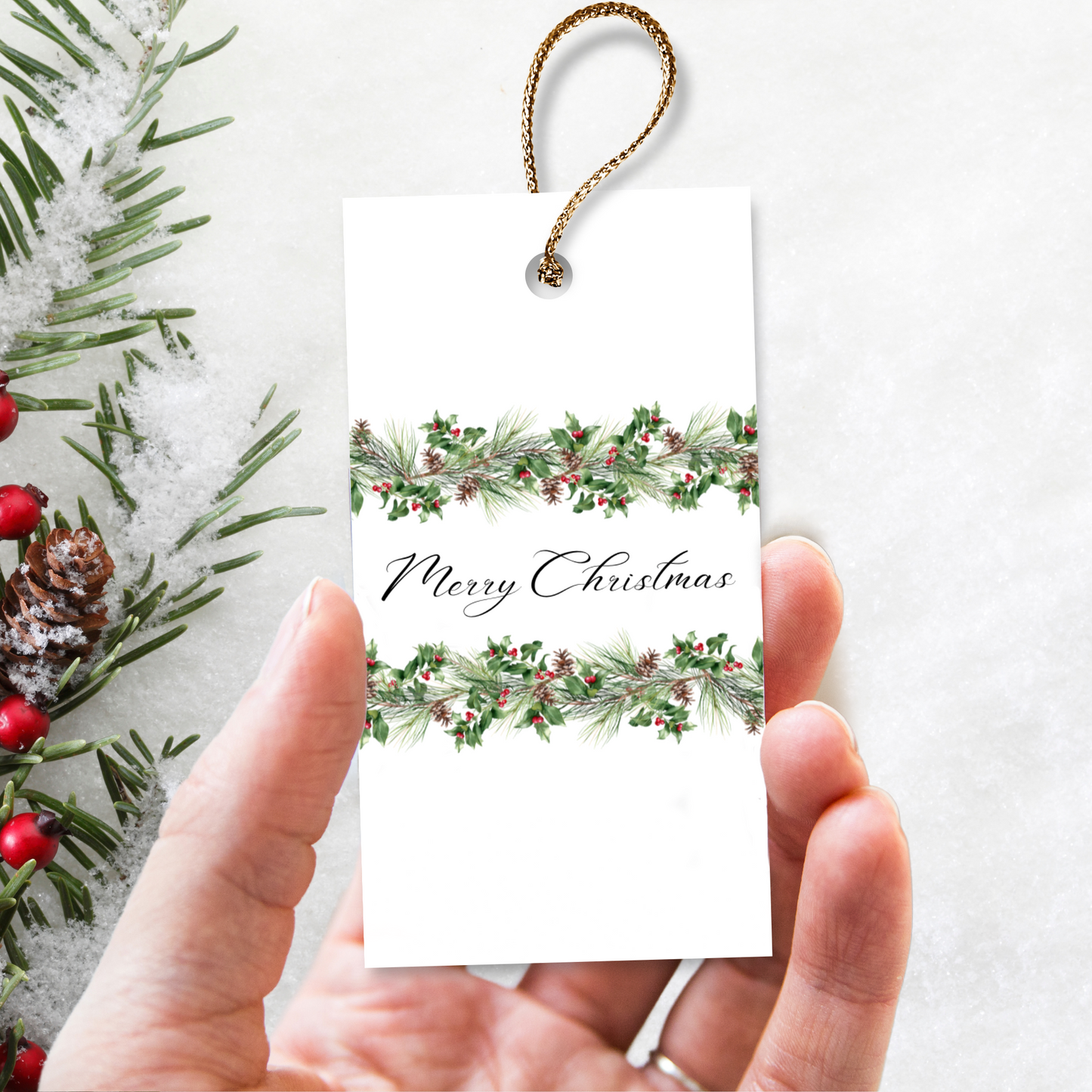 Printable Christmas Gift Tag - Festive Flowers