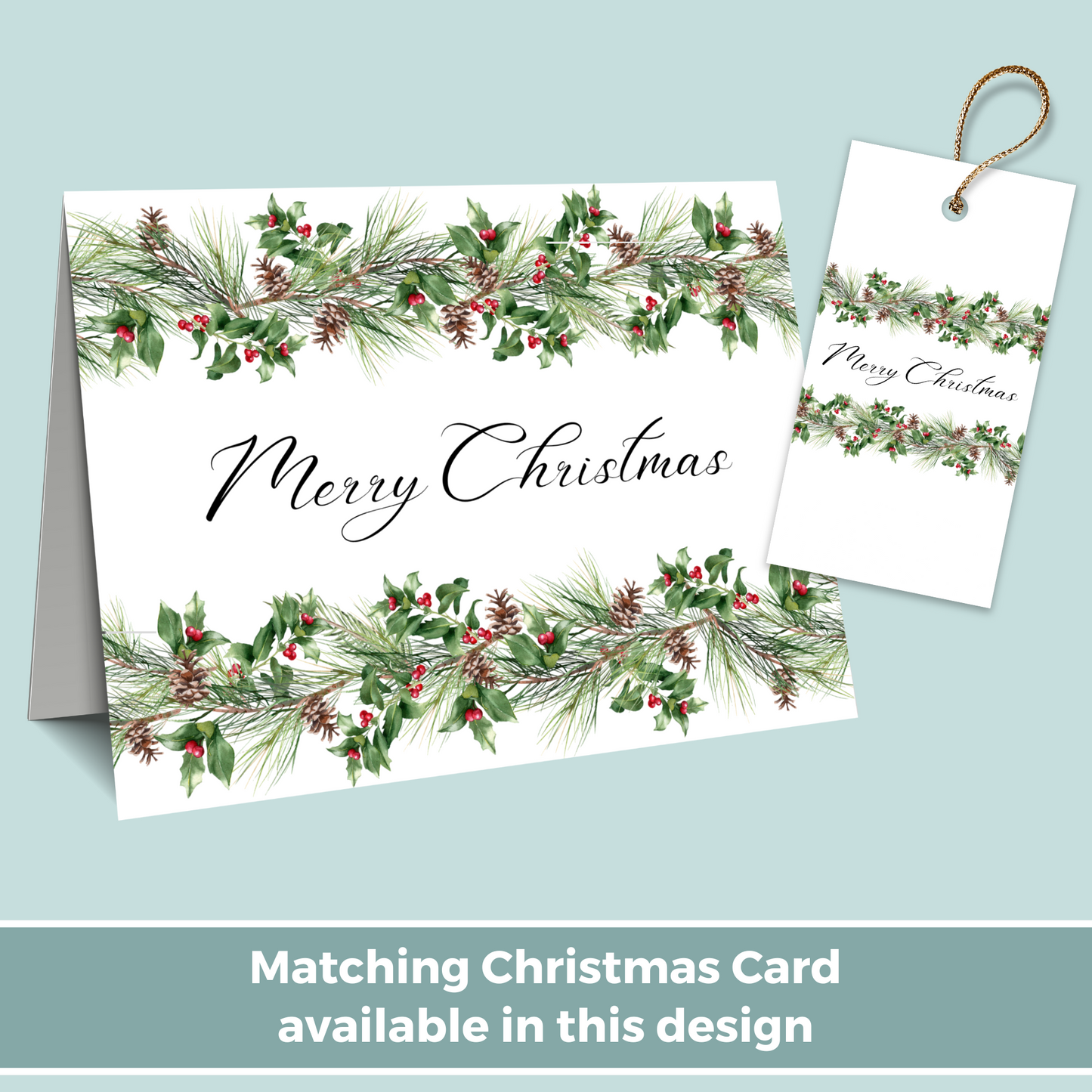 Printable Christmas Gift Tag - Festive Flowers