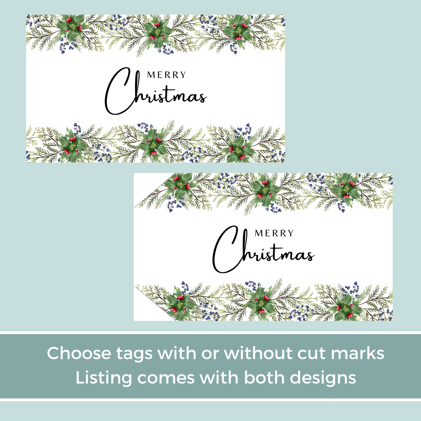 Printable Christmas Gift Tag - Festive Flowers