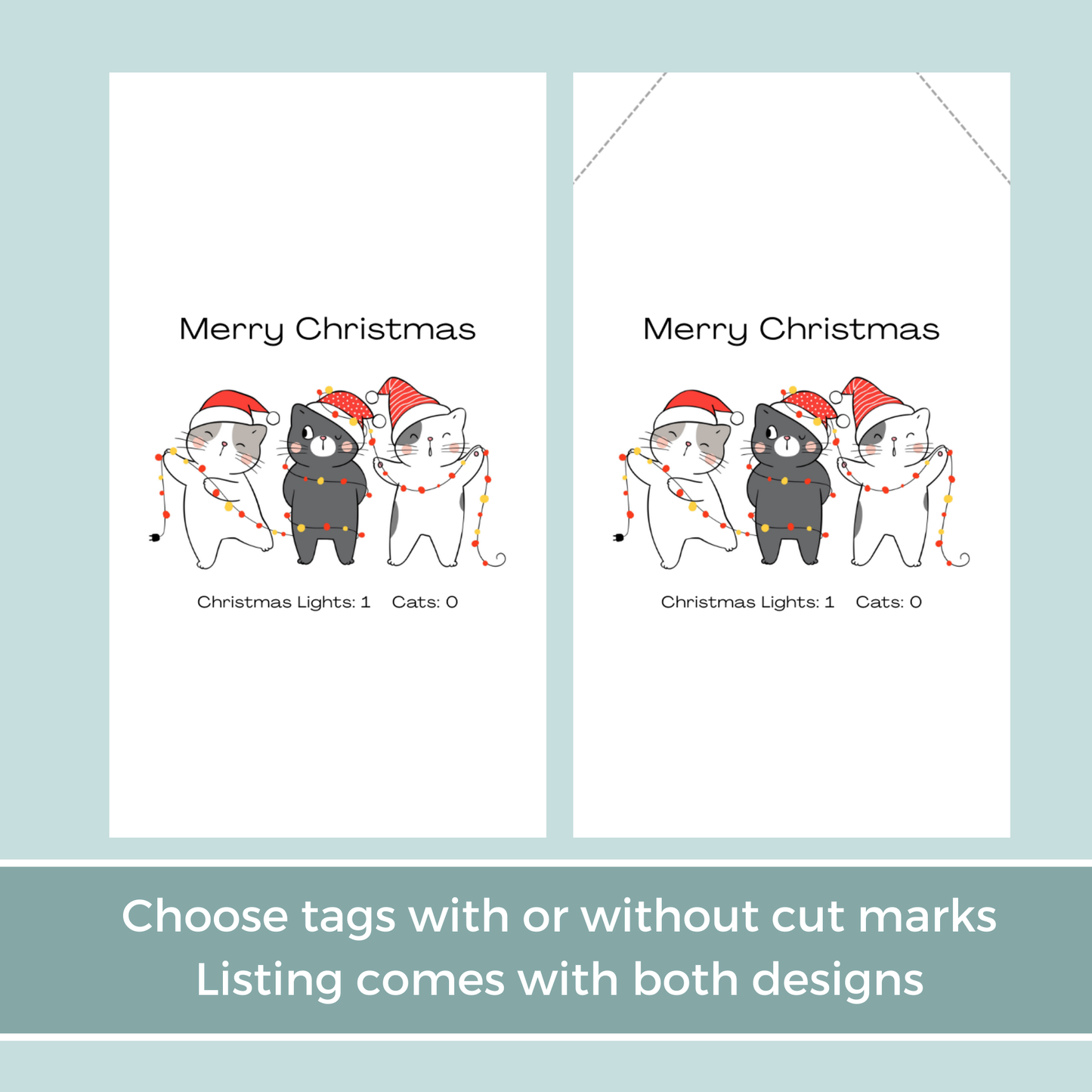Printable Christmas Gift Tag - Three Cats Tangled