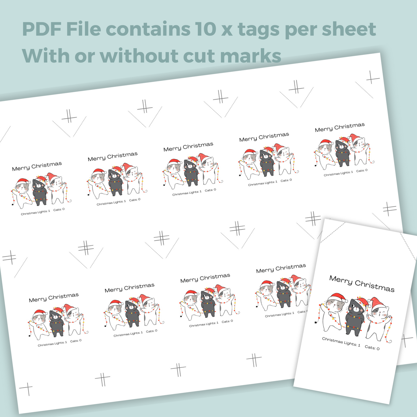 Printable Christmas Gift Tag - Three Cats Tangled