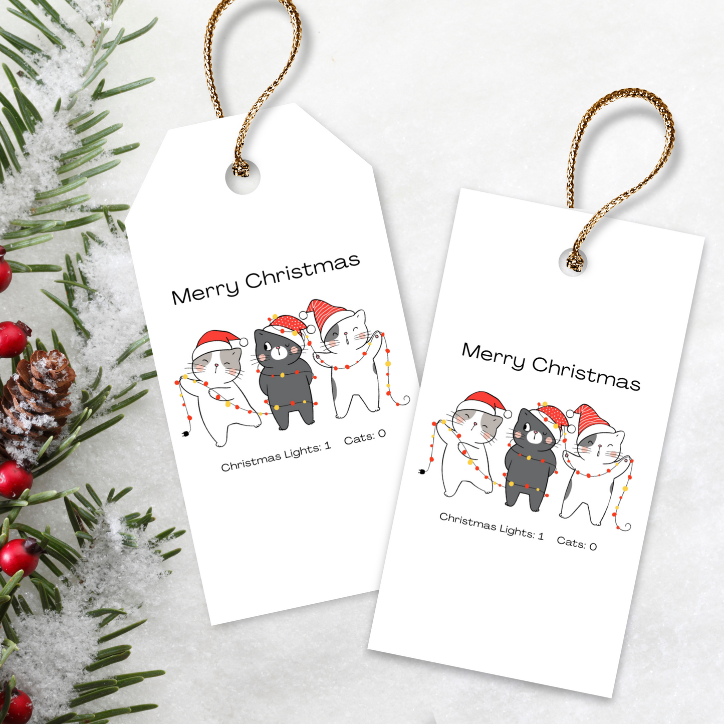 Printable Christmas Gift Tag - Three Cats Tangled