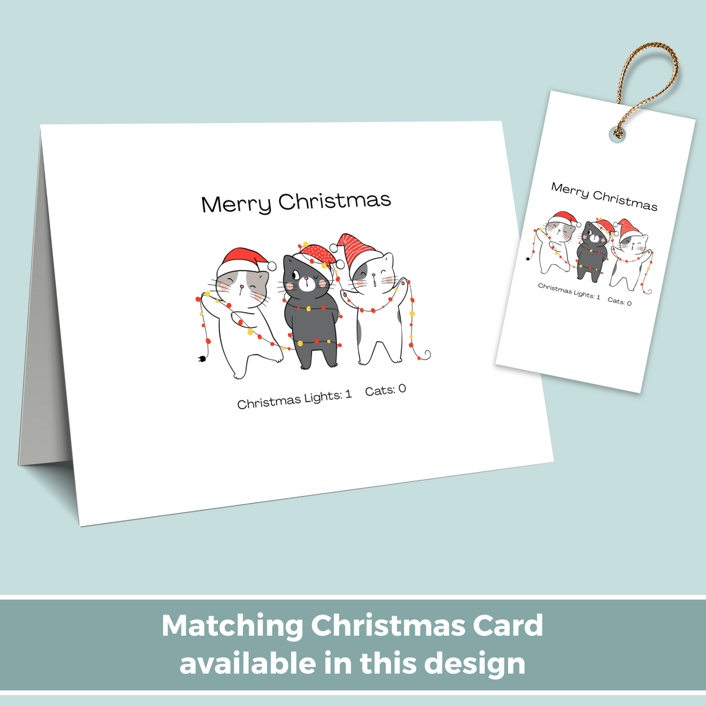Printable Christmas Gift Tag - Three Cats Tangled