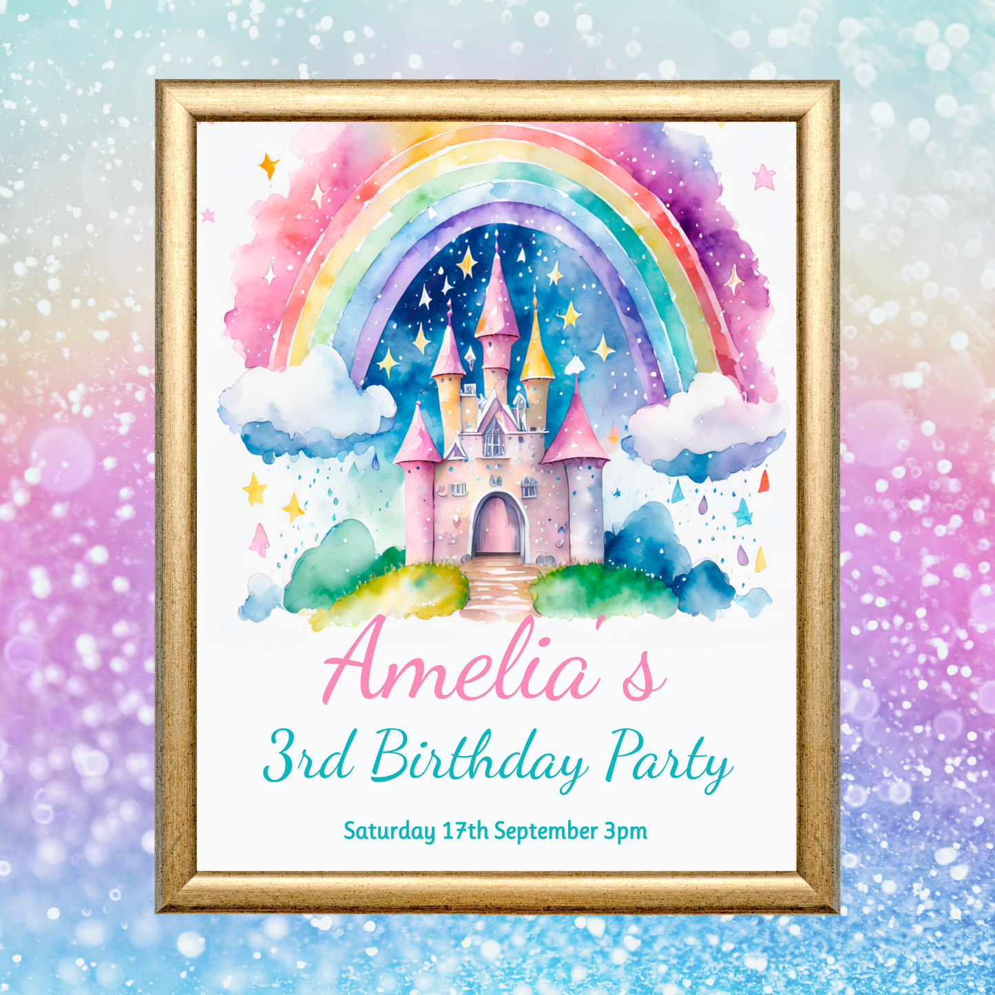 Editable Birthday Welcome Sign - Rainbow Castle