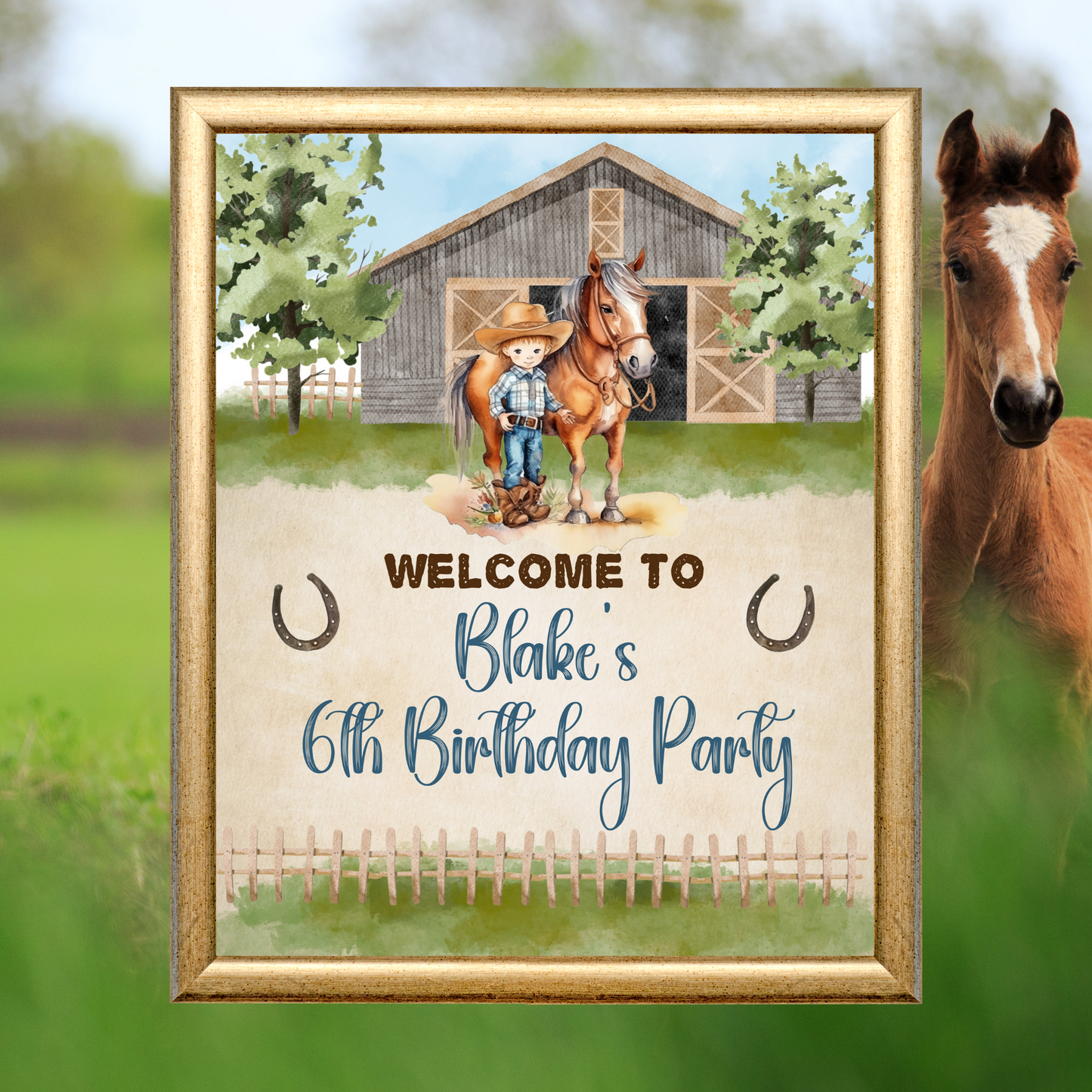 Editable Birthday Welcome Sign - Cowboy